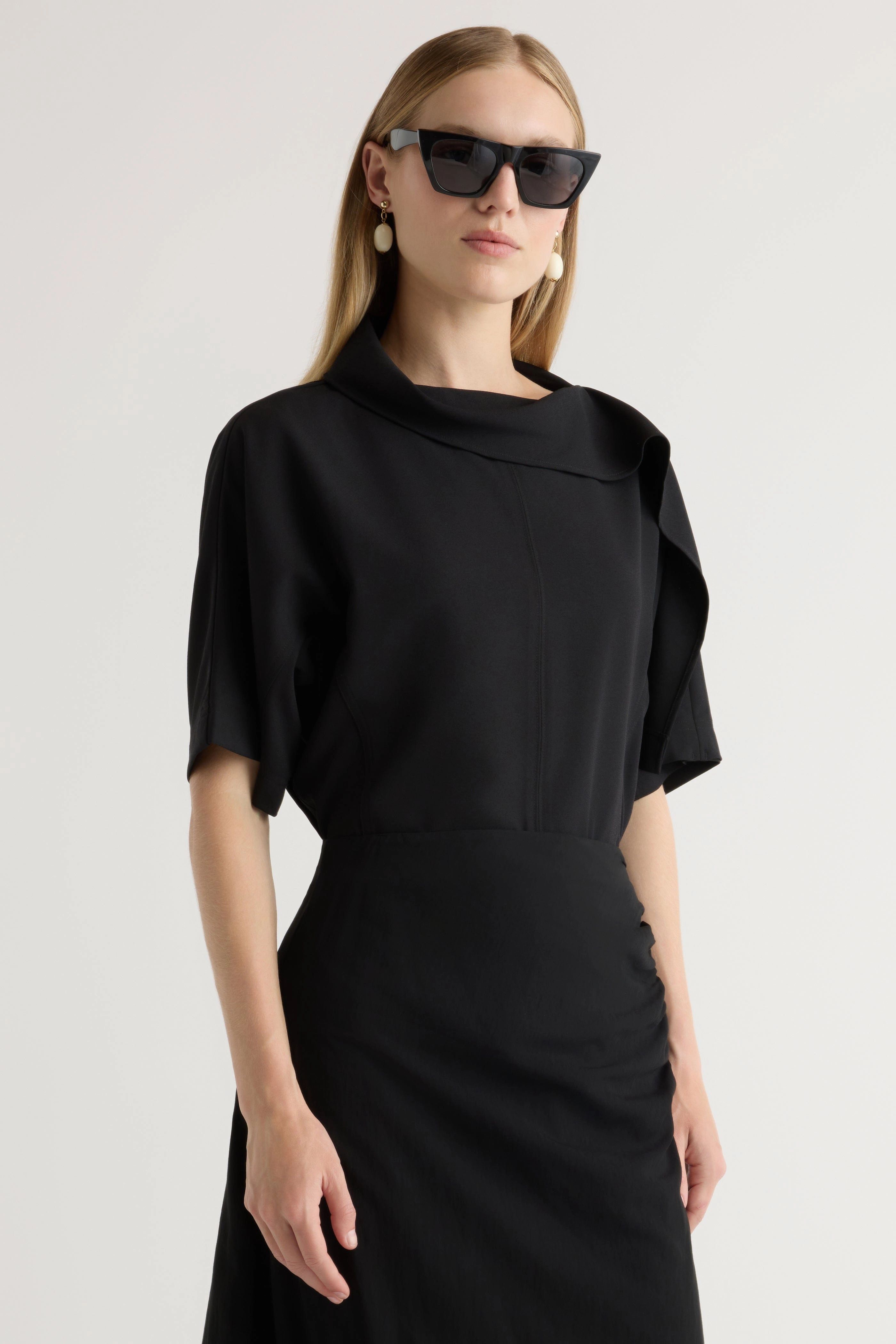 OdorResistant Coating Allie Foldover Scarf-Neck Blouse