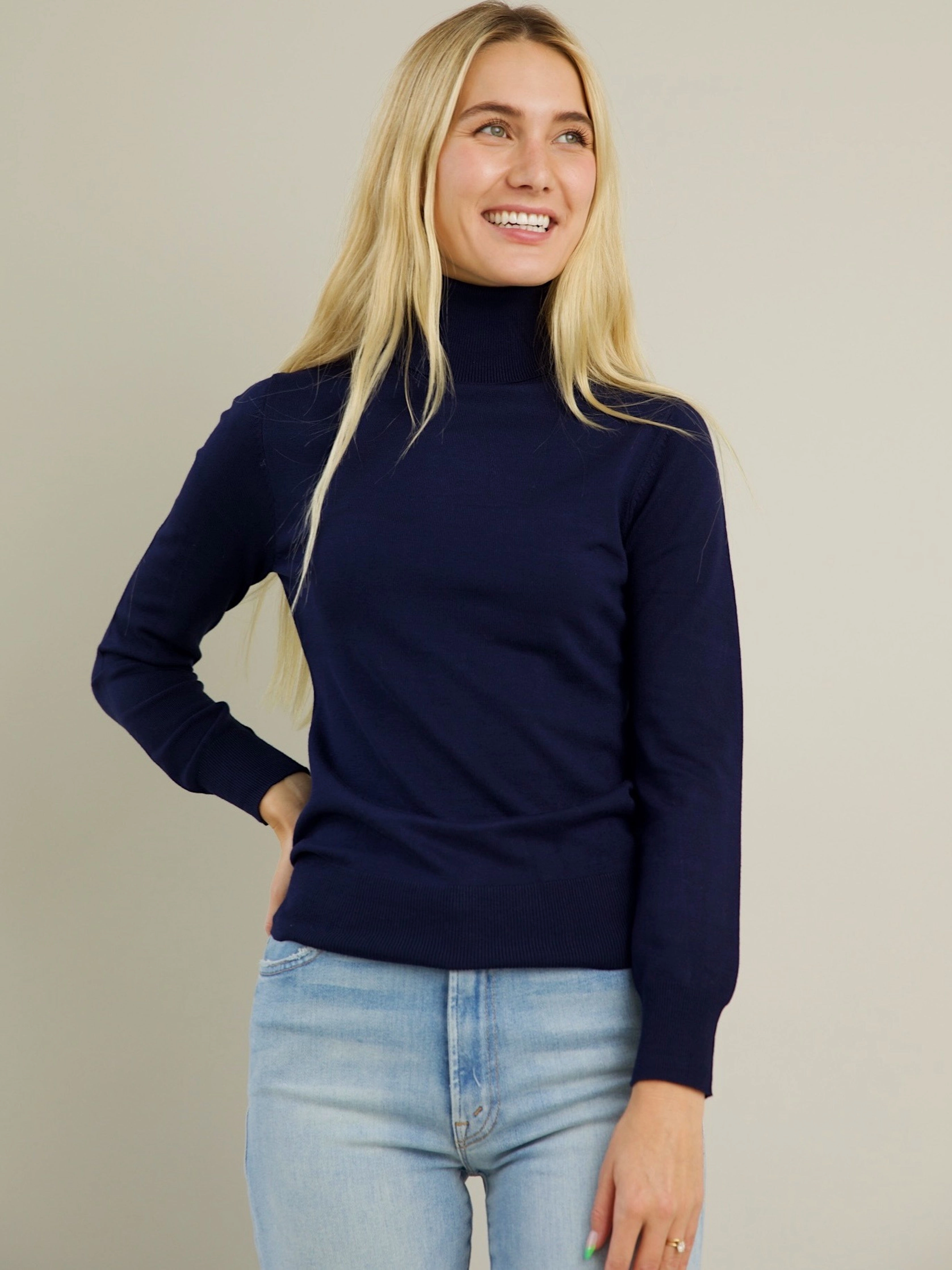 Blythe Turtleneck - Navy Wrinkle resistant fabric FourWay Stretch Design