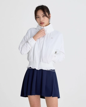 Ruffle Hem zip-up jumper - White Thermal Insulation Layer Relaxed Tee