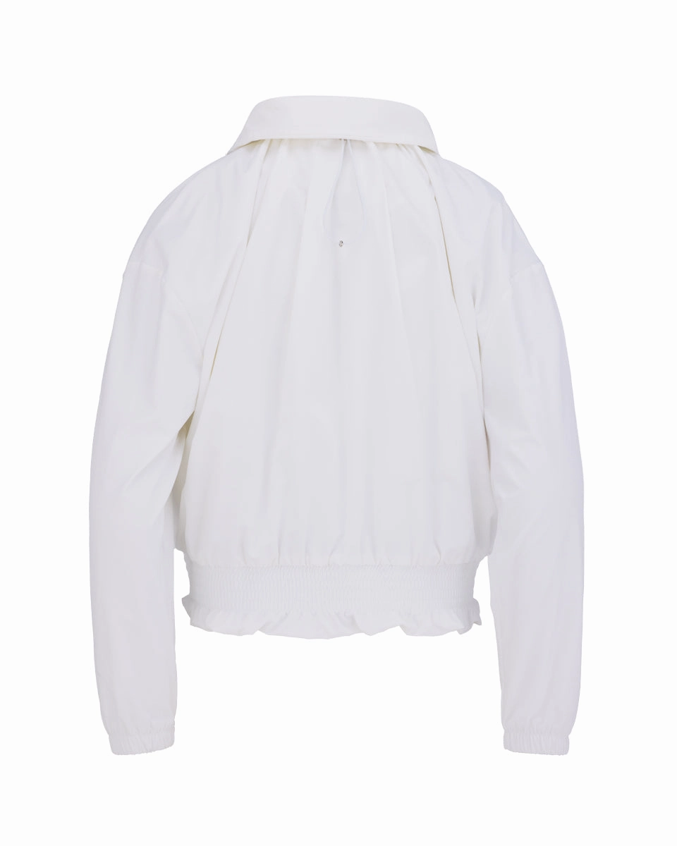 Ruffle Hem zip-up jumper - White Tubular Body Construction