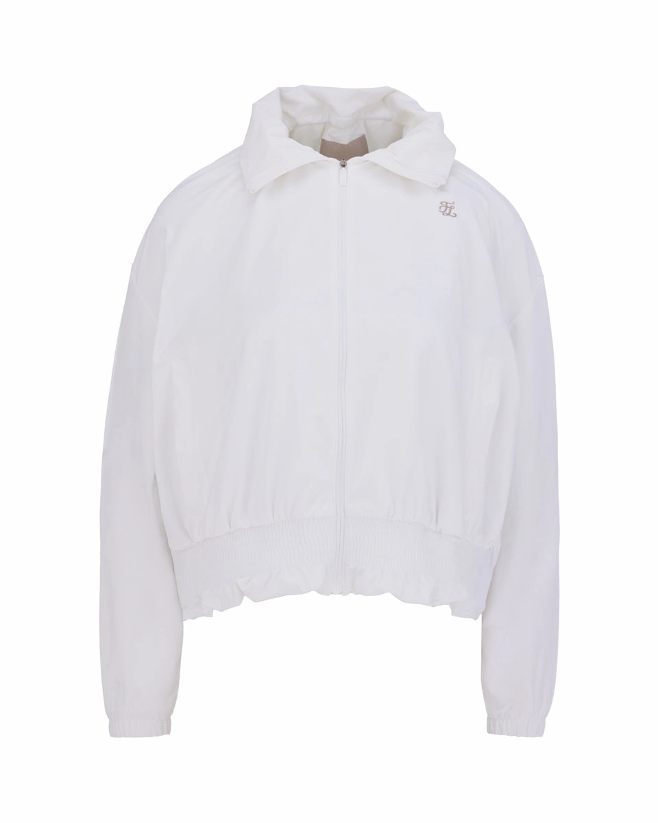 Ruffle Hem zip-up jumper - White Multi Way Adjustable Fit Hidden Zipper Closure