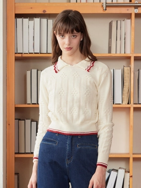 ??Final Sale??Eloise Peter Pan Collar Ribbed Wool Sweater AntiPilling Technology