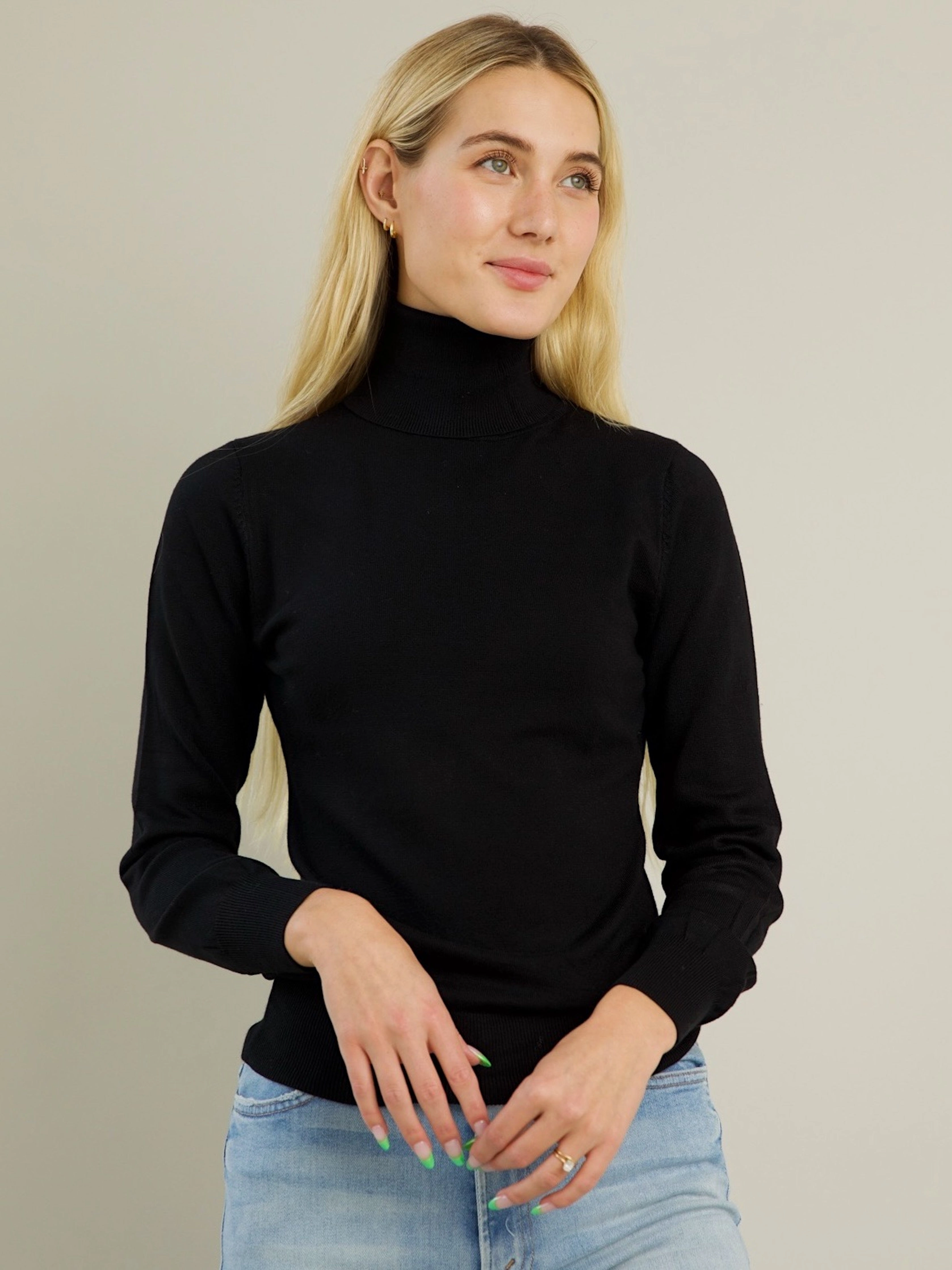 Blythe Turtleneck - Black Layered Cuff