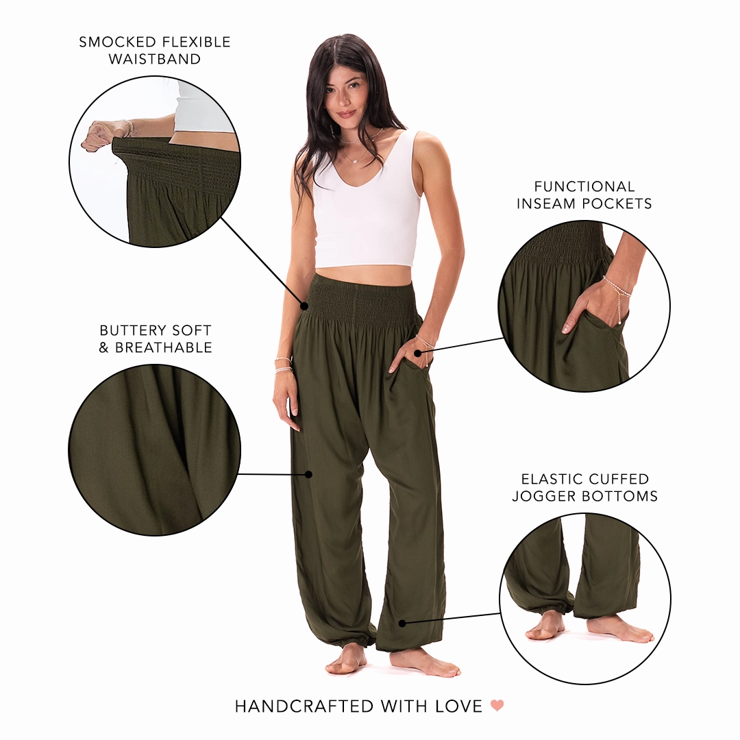 Olive Harem Pants Compact Pack HighWaistSupport
