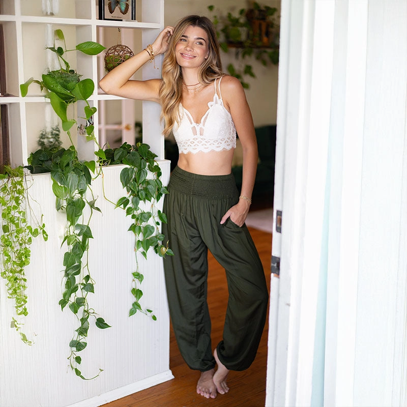 Olive Harem Pants Flattering Style Layer Fit