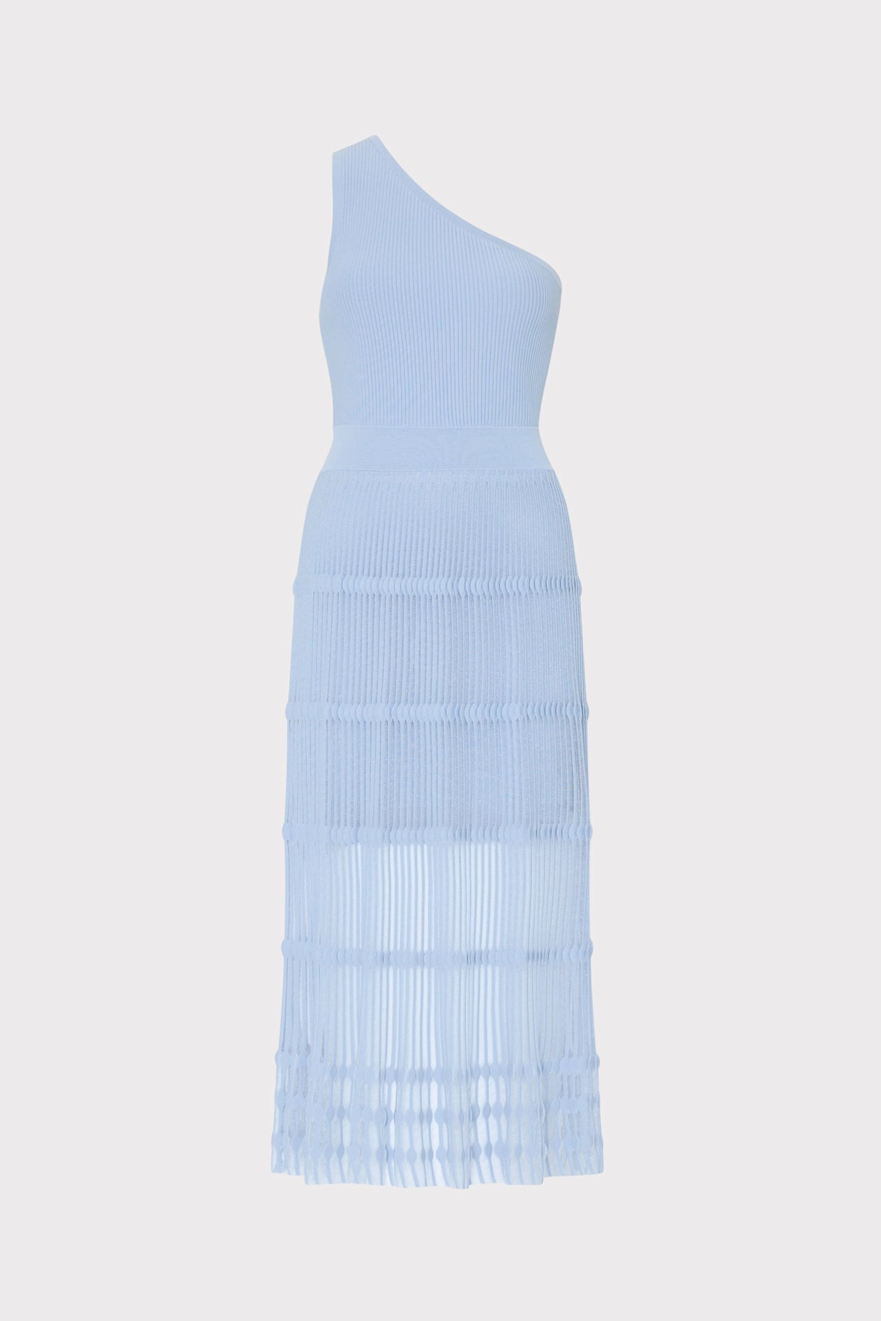 Daywear Fit One Shoulder Sheer Knit Midi Dress