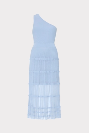 Thermal Insulation Layer One Shoulder Sheer Knit Midi Dress
