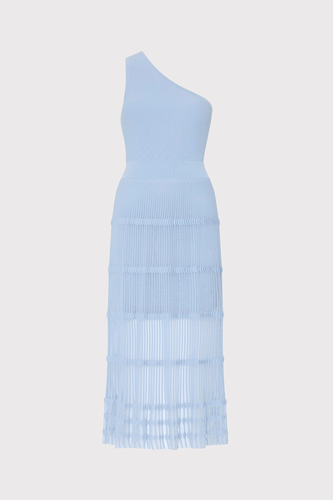 Travel Warmth Versatile Layer One Shoulder Sheer Knit Midi Dress