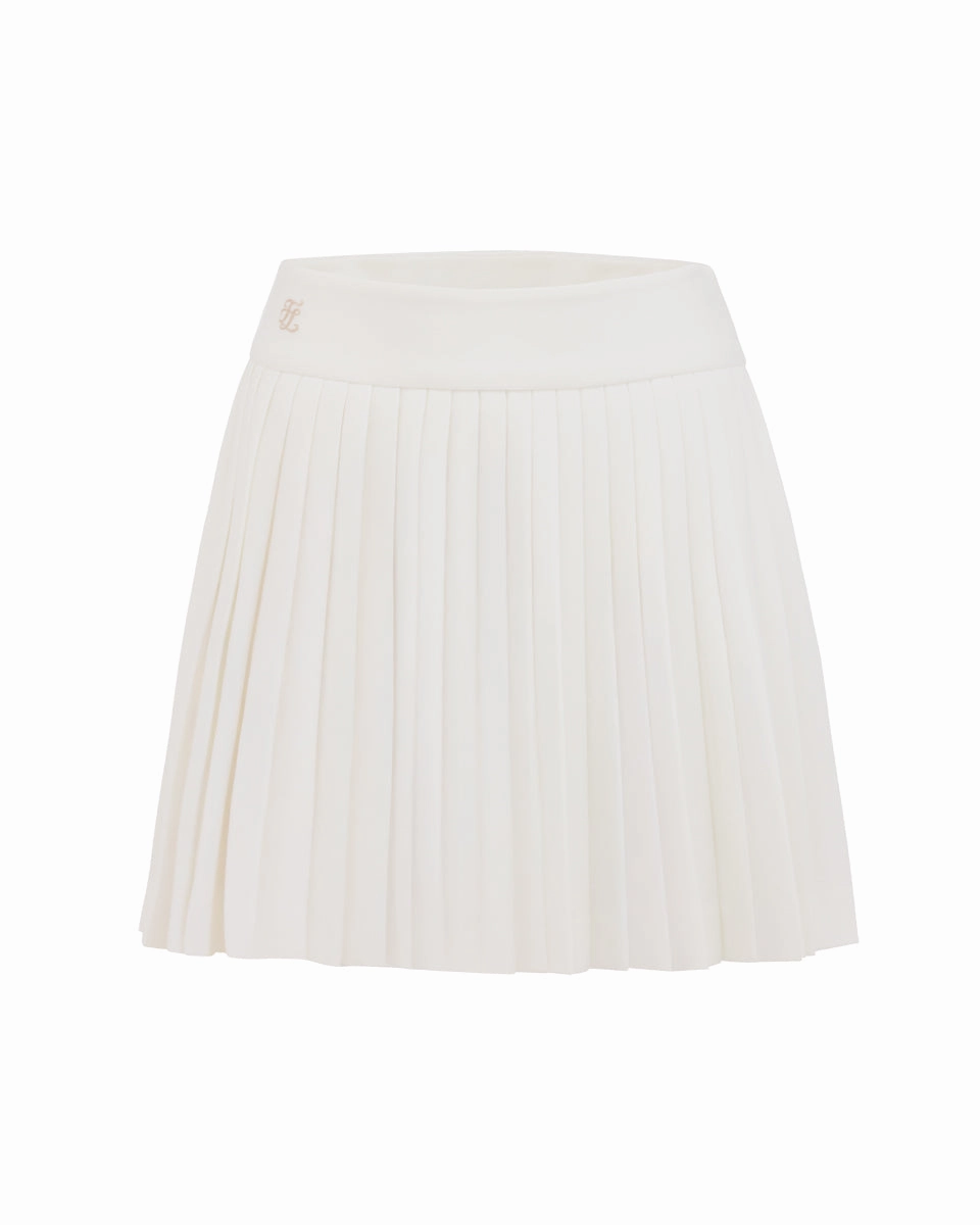 Draped Silhouette Refined Sophistication Pique pleated skirt - White