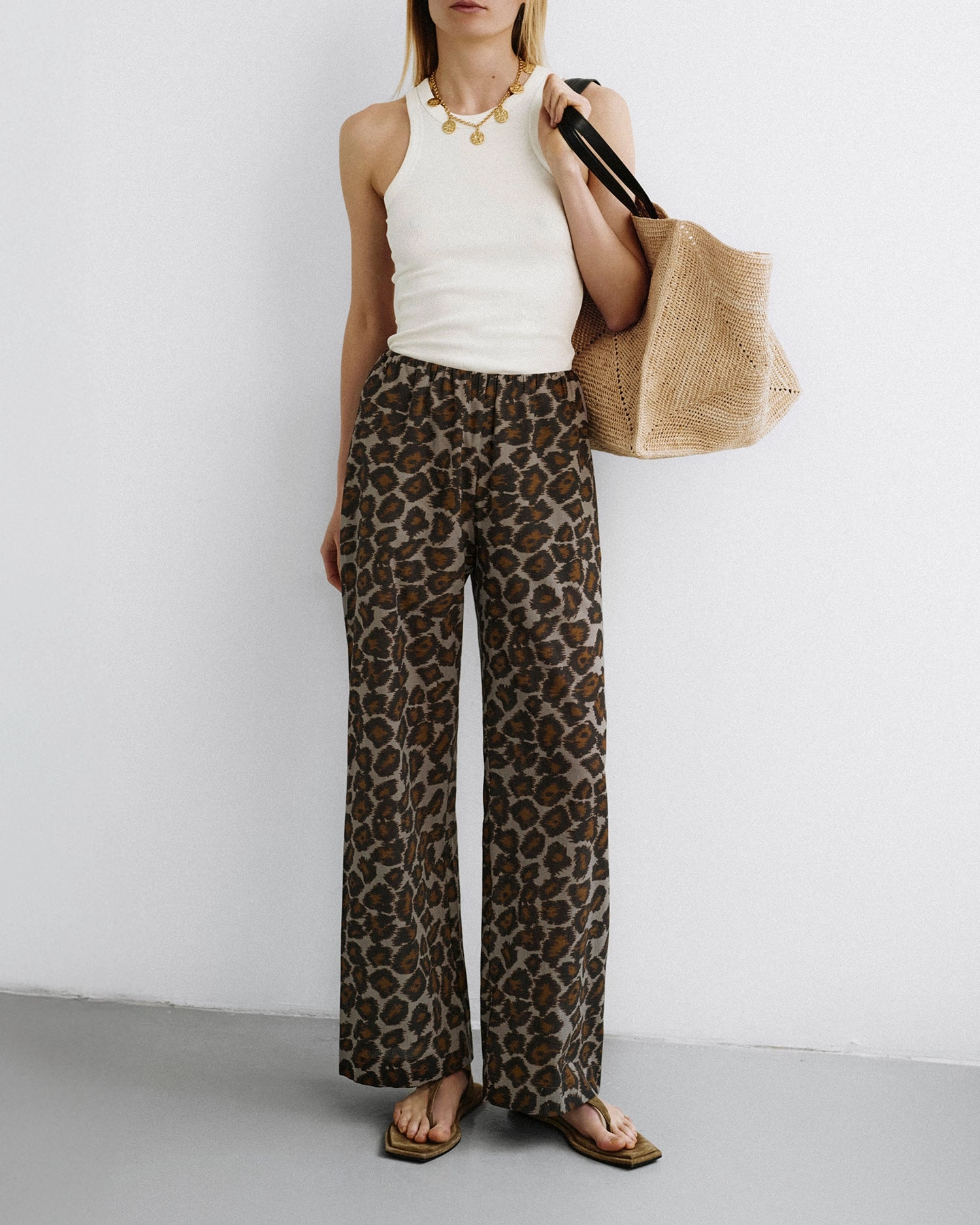 Brenda - Printed Cotton Voile Pants - Crayon Ocelot Effortless Look Trendy Look