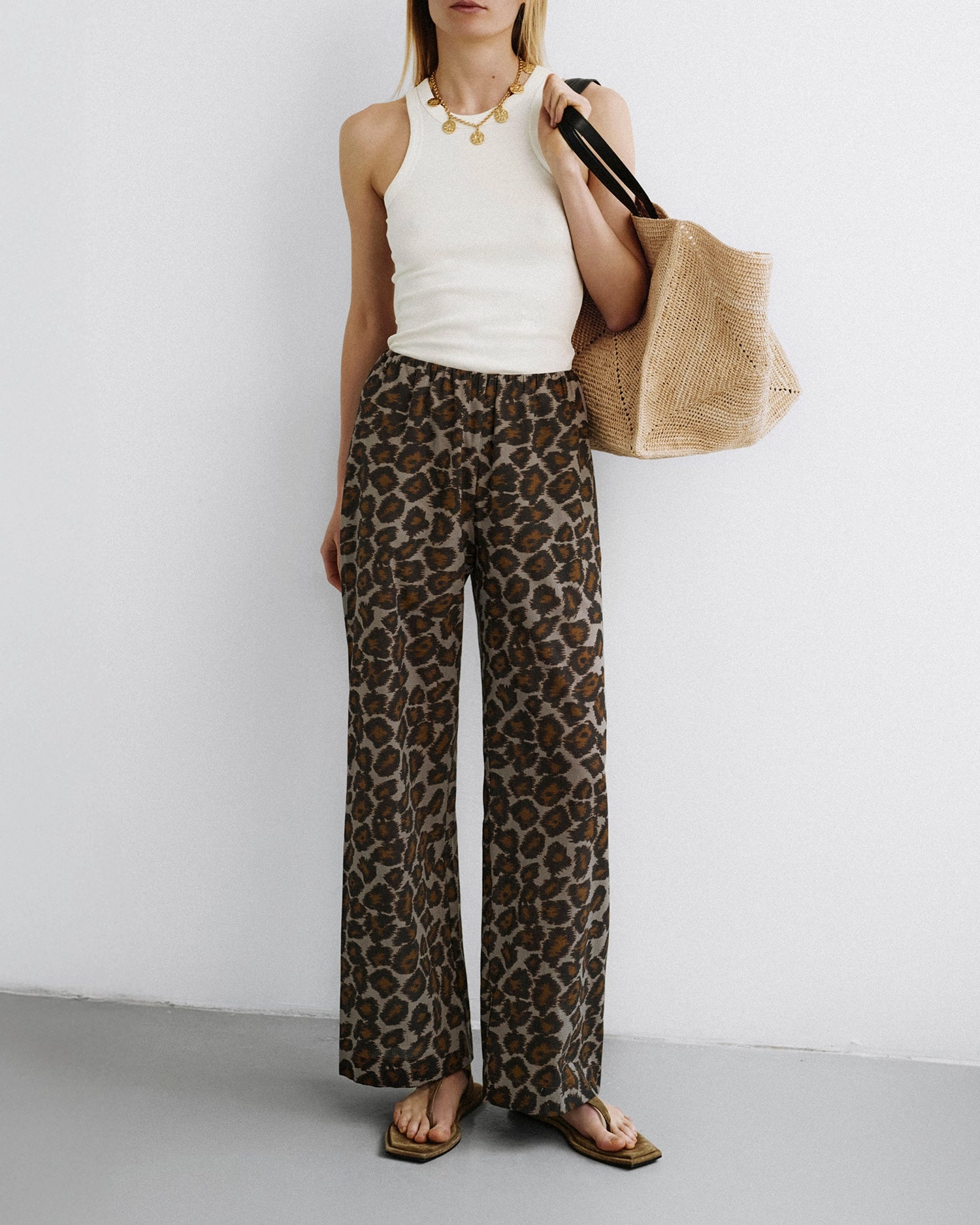 Brenda - Printed Cotton Voile Pants - Crayon Ocelot Flexible Activewear