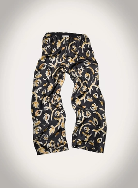 Brenda - Printed Silk Twill Pants - Black Floral Formal Look Sporty Comfort