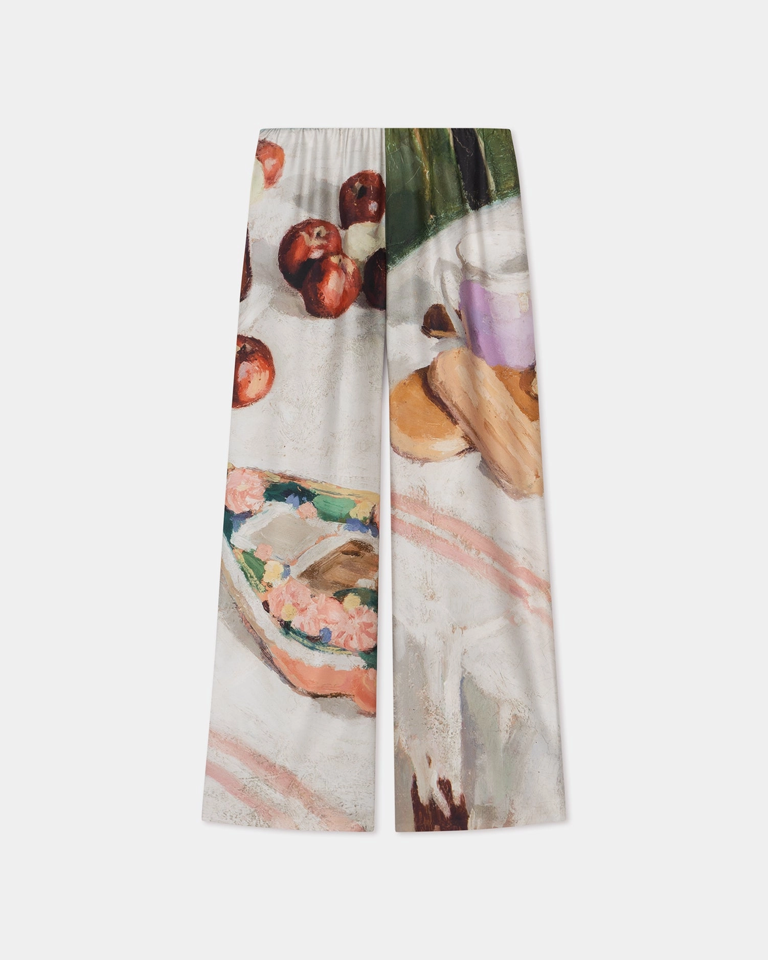Brenda - Printed Silk Twill Pants - Gingerbread Heart Four Way Stretch