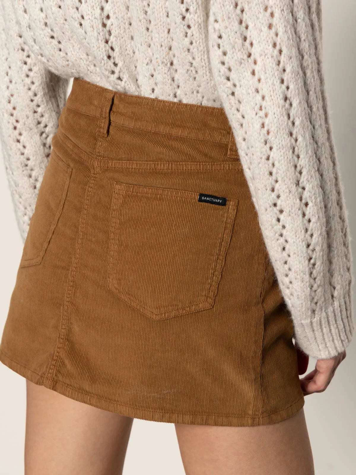 Shape Enhancing Minimal Vibes Briar Corduroy Mini Skirt Bronze
