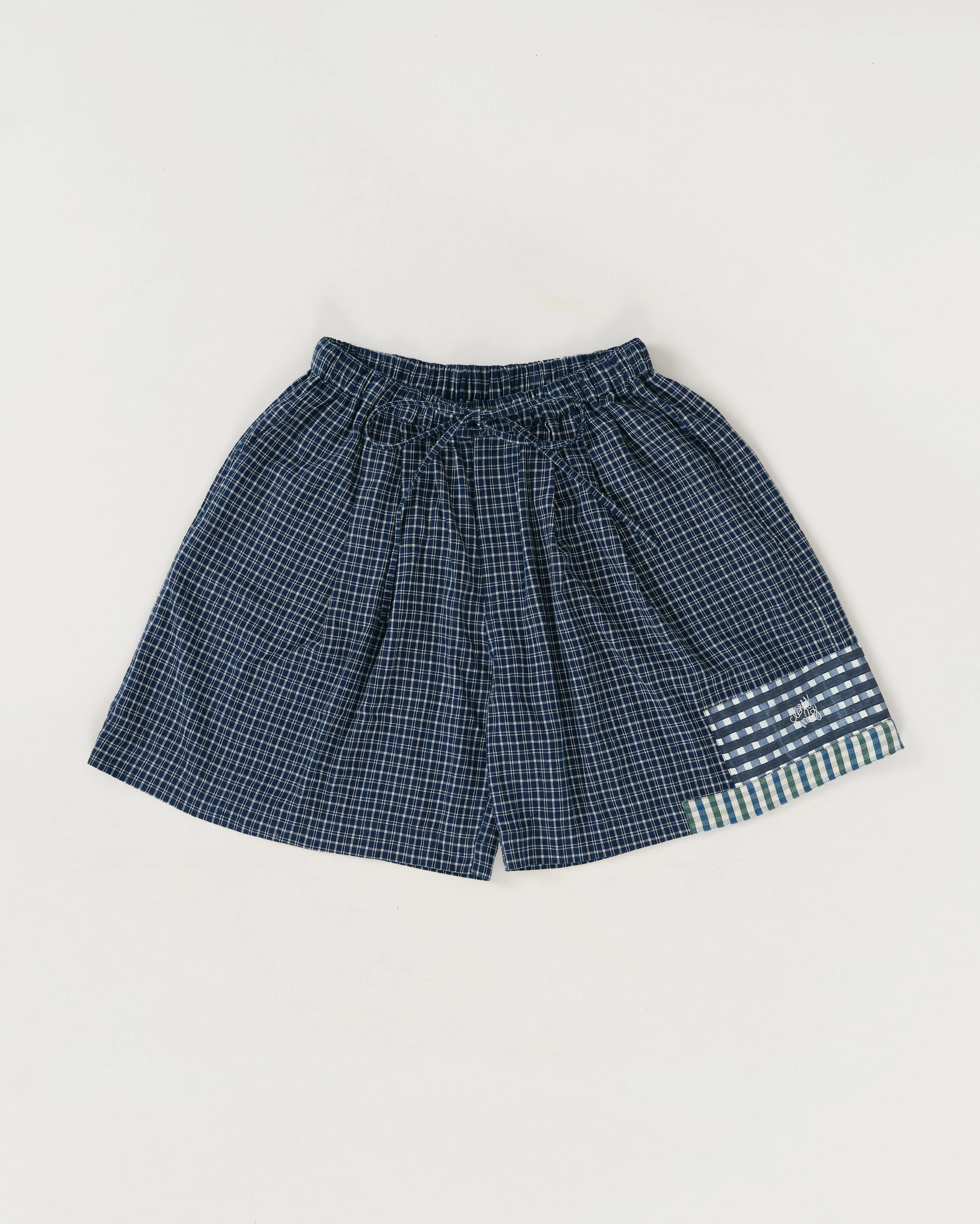 Bridge Shorts - Indigo Picnic Handloom Seamless construction Street Mood