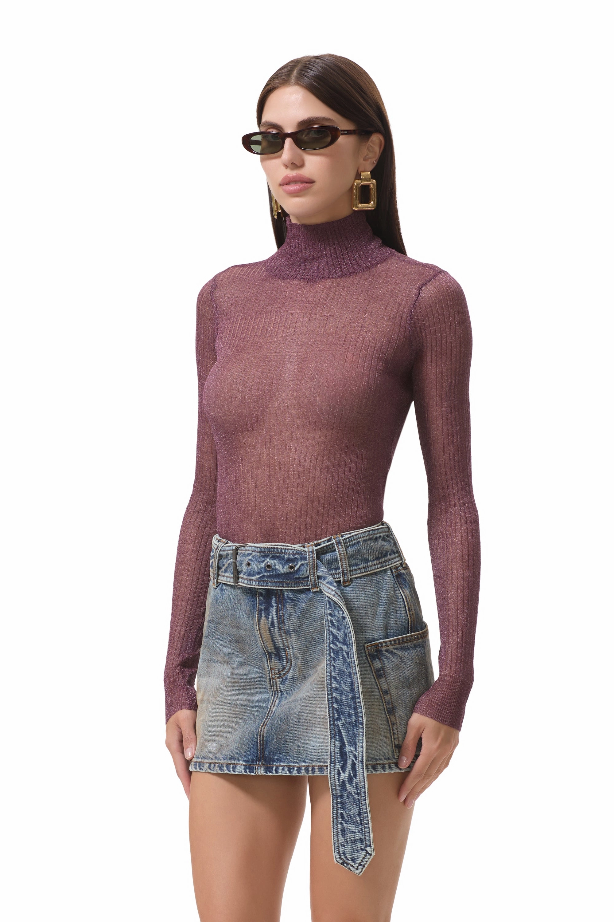 Drop Shoulder Cut Layered Neckline Bristol Top - Fig