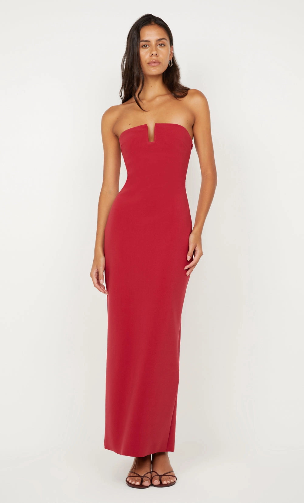 RAFI STRAPLESS DRESS - CHERRY Gentle Fit Sophisticated Tailoring