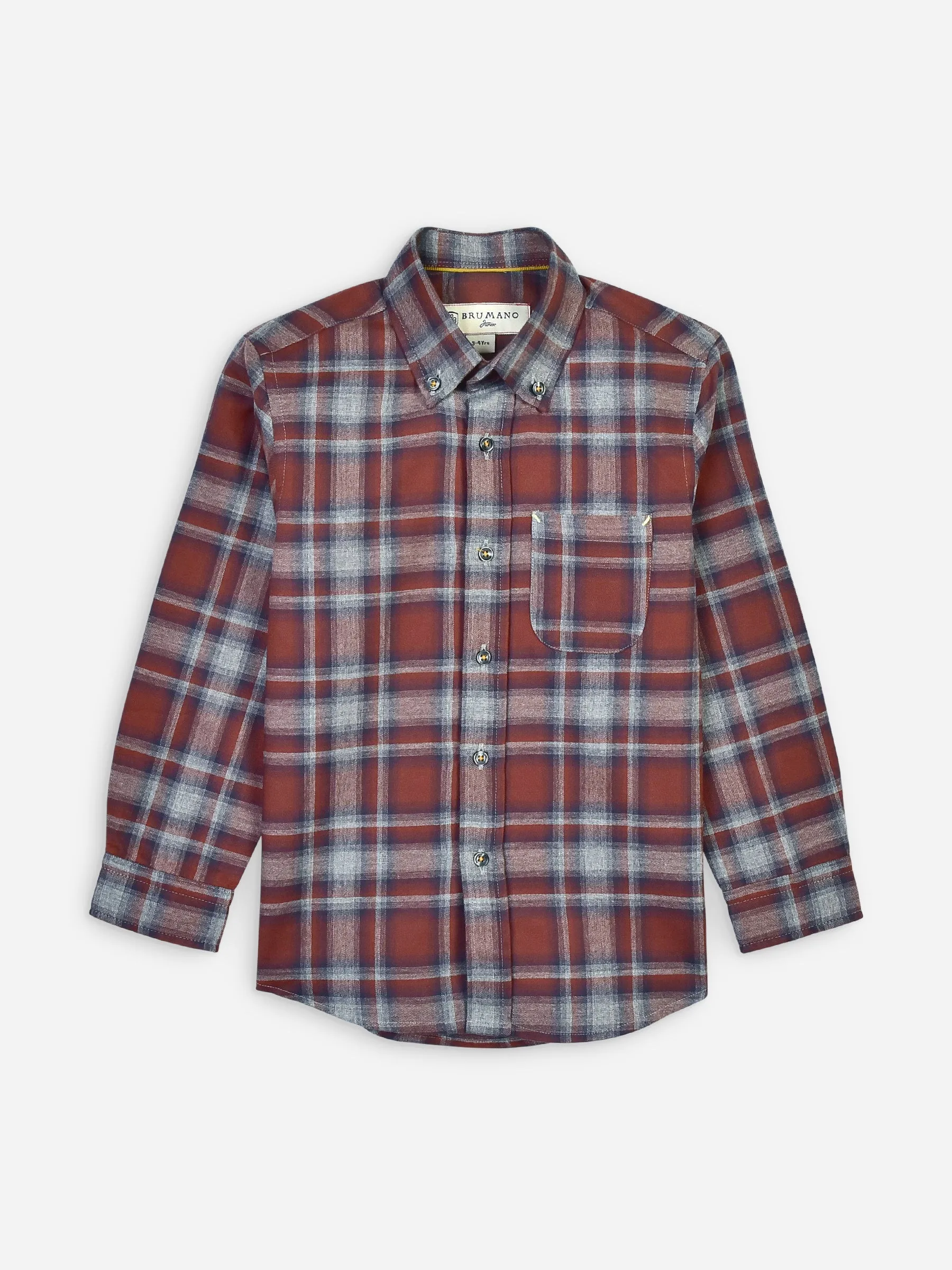 Brown & Grey Flannel Checkered Casual Shirt