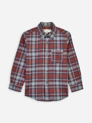 Brown & Grey Flannel Checkered Casual Shirt