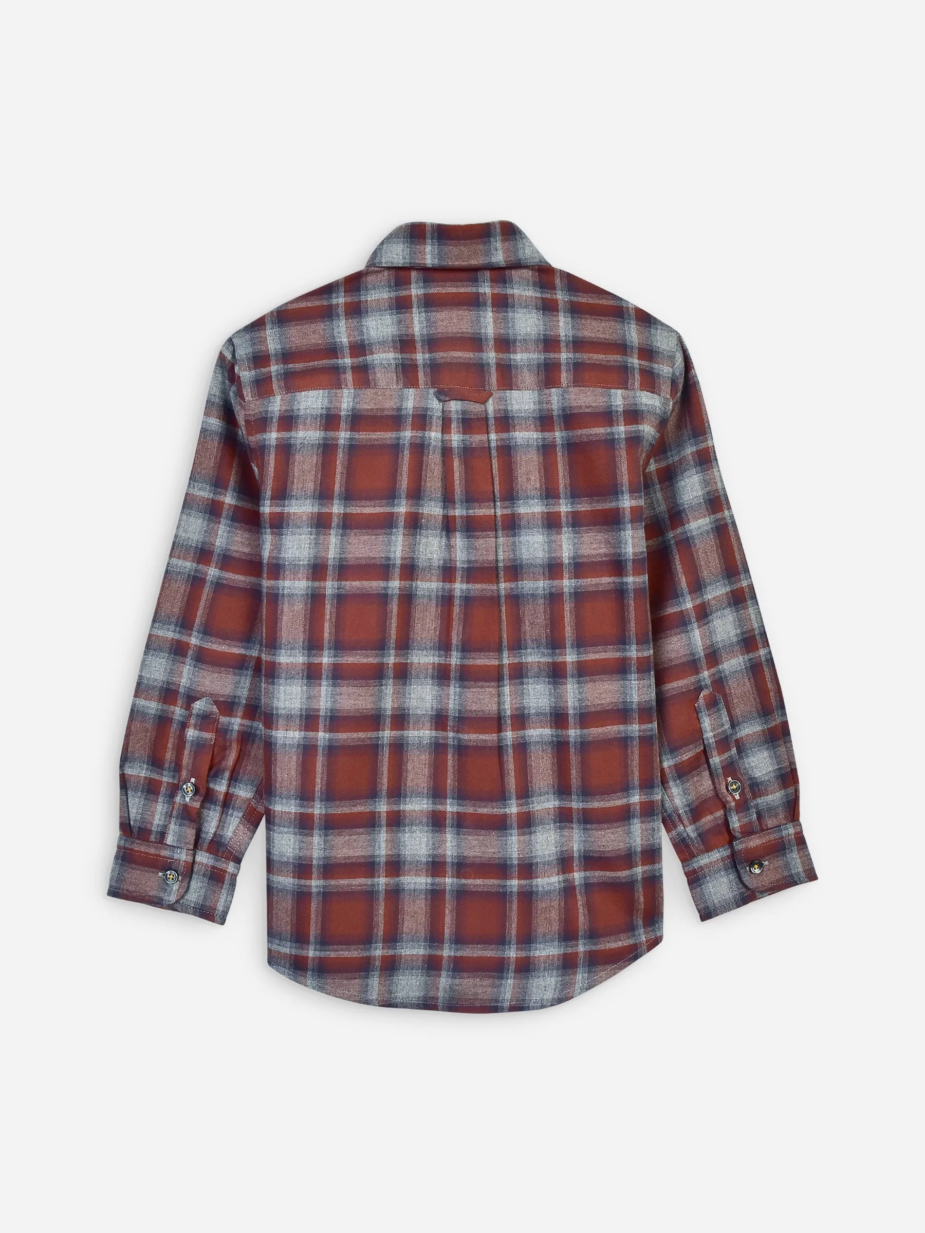 Brown & Grey Flannel Checkered Casual Shirt