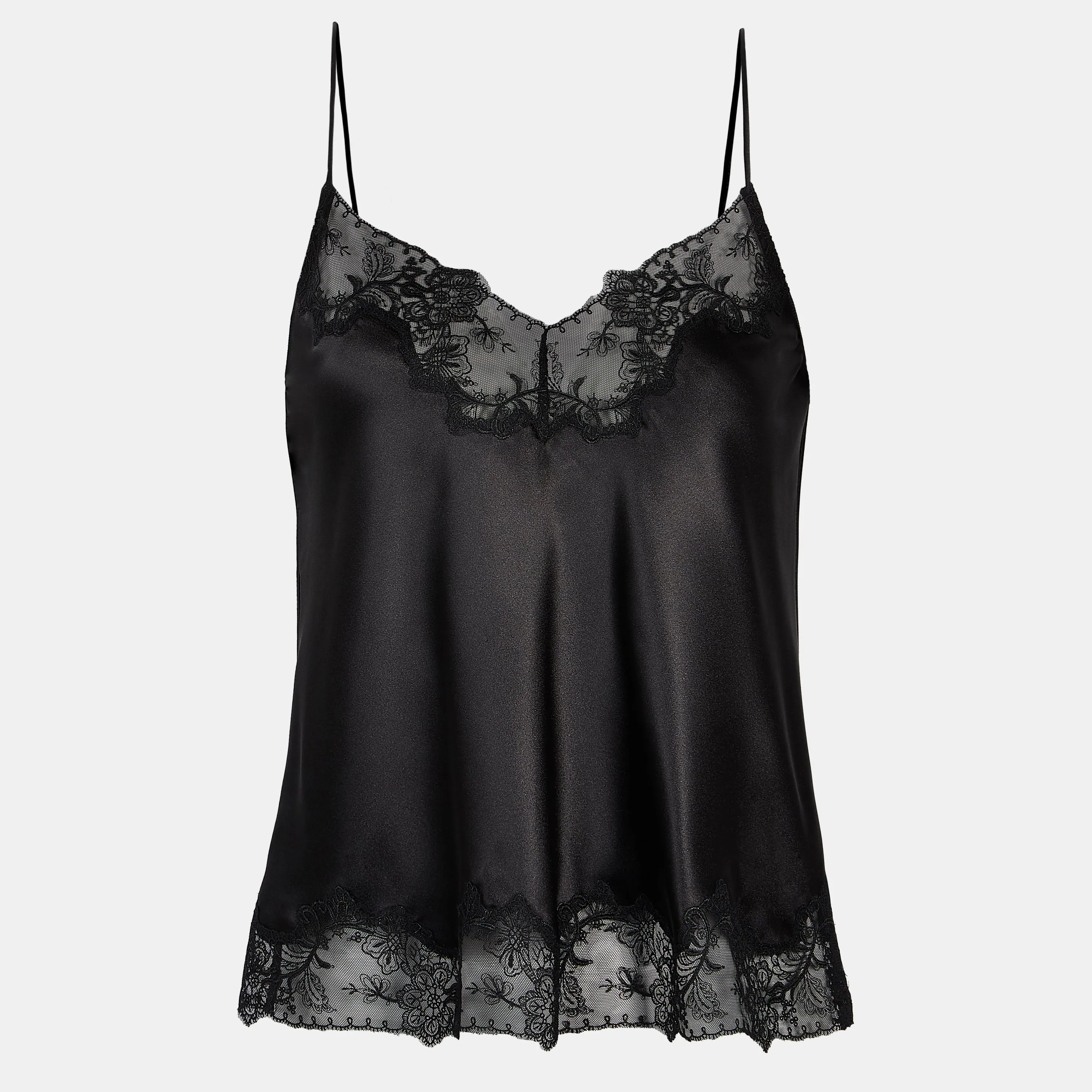 FeatherlightConstruction Satin Lace Detail Camisole - Black