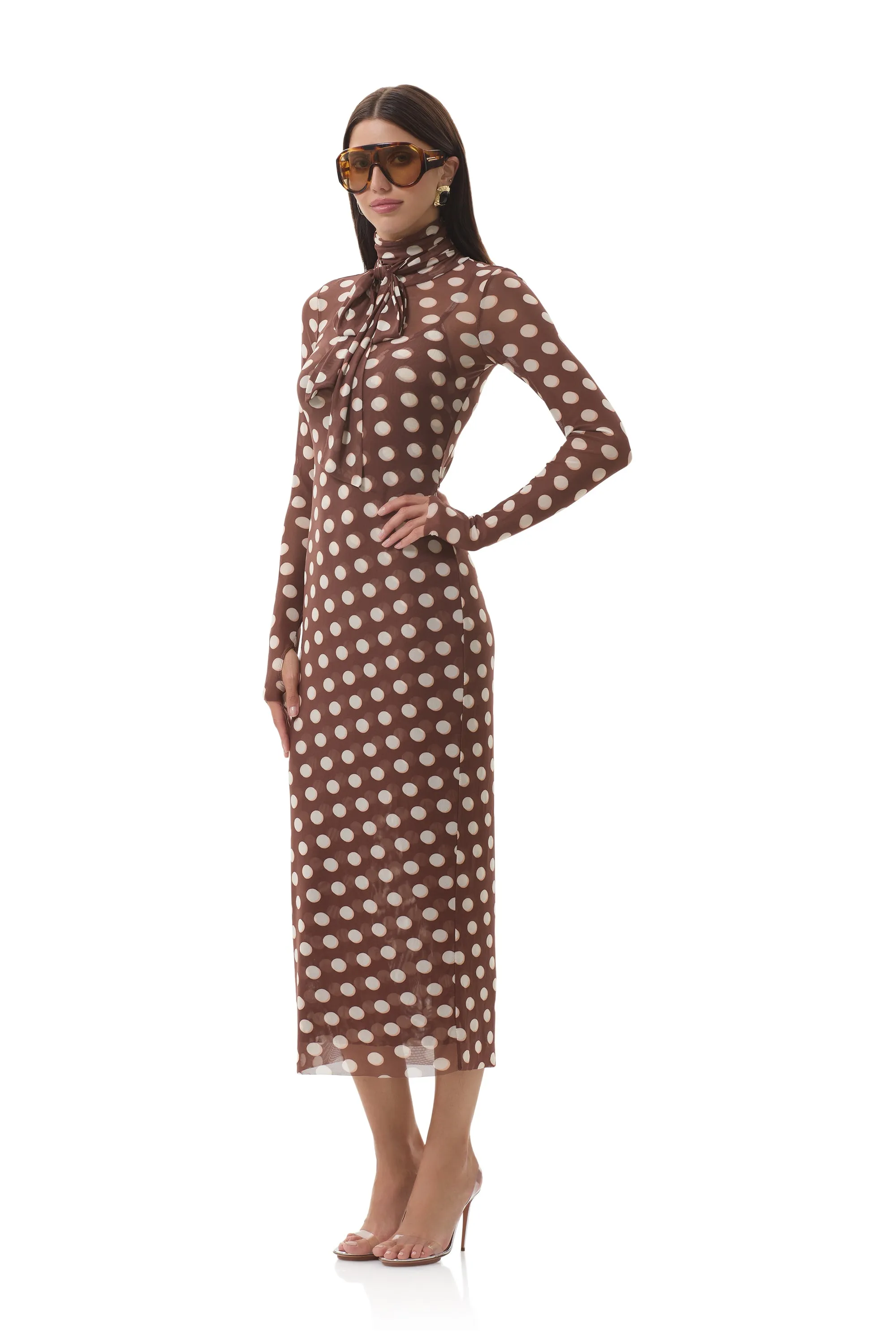 Bryony Dress - Chocolate Halo Dot Cute Glow Relax Tones