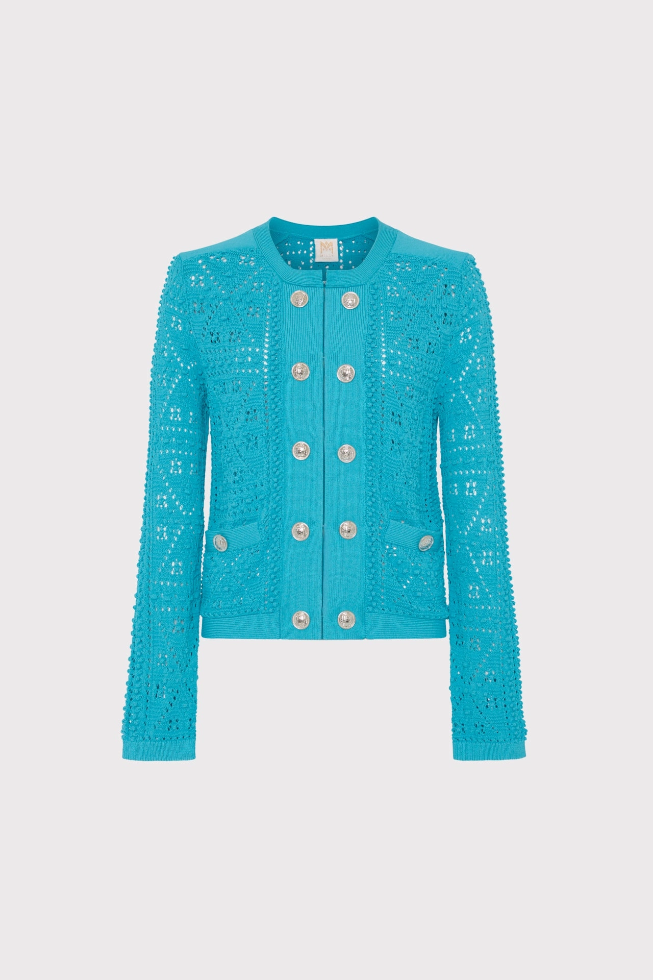 Bubble Pointelle Knit Jacket Garment Washed