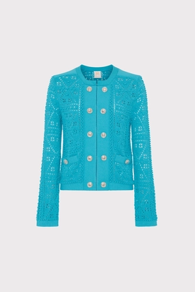Bubble Pointelle Knit Jacket Garment Washed
