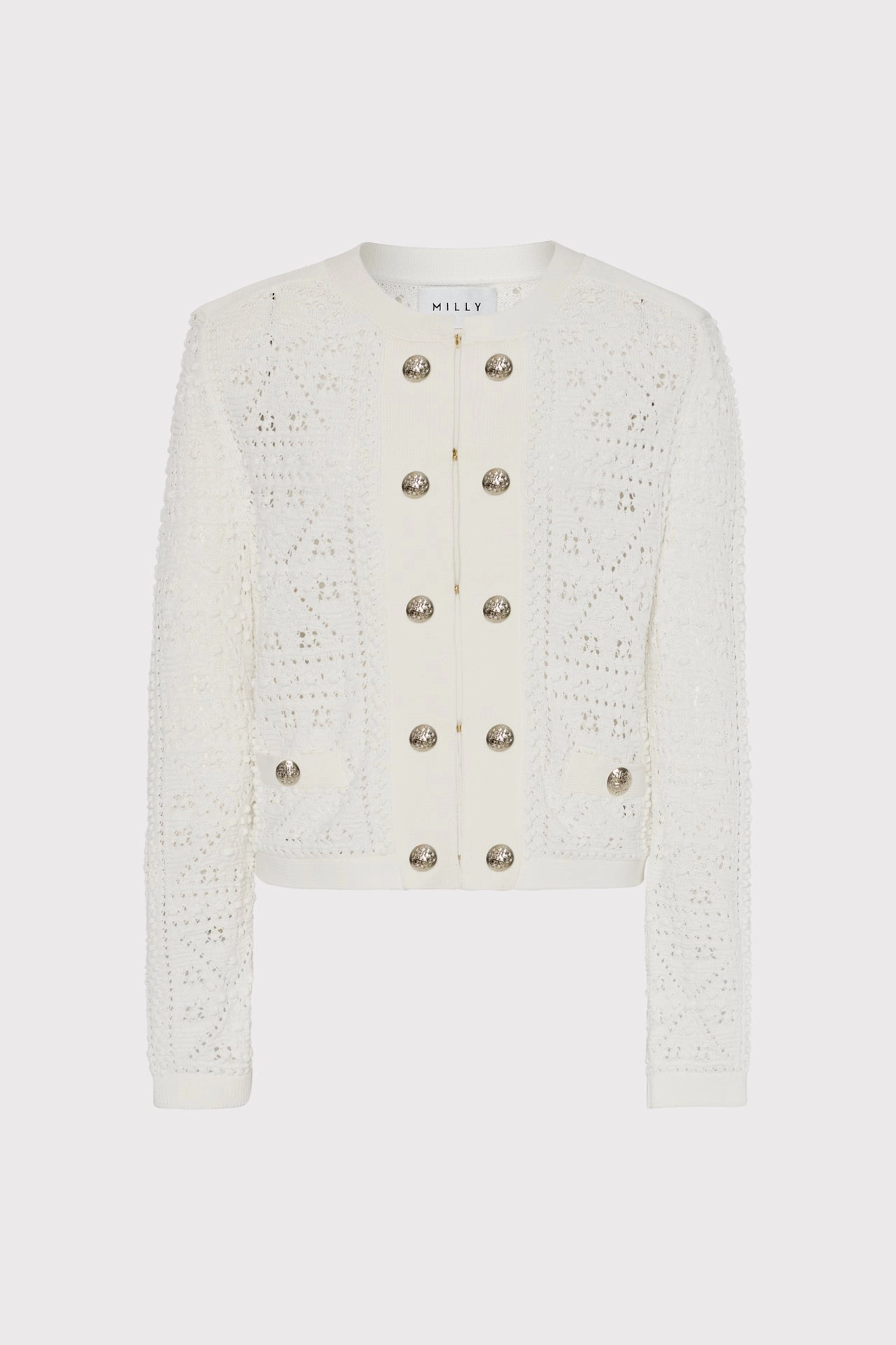 Bubble Pointelle Knit Jacket City Casual Style Brushed Inner