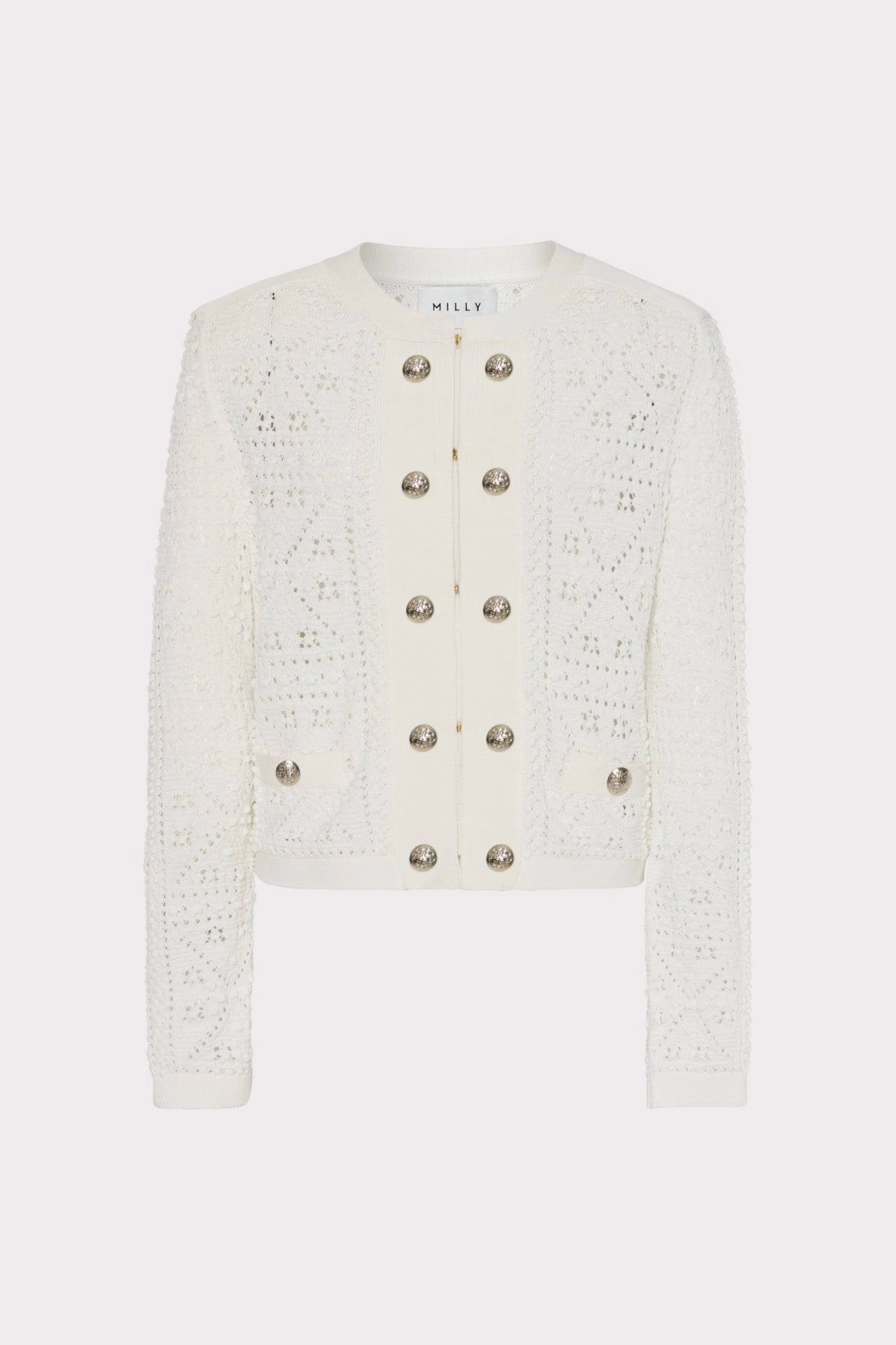 Thermoregulating Technology muted tone Bubble Pointelle Knit Jacket