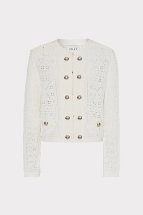 Bubble Pointelle Knit Jacket City Casual Style Brushed Inner