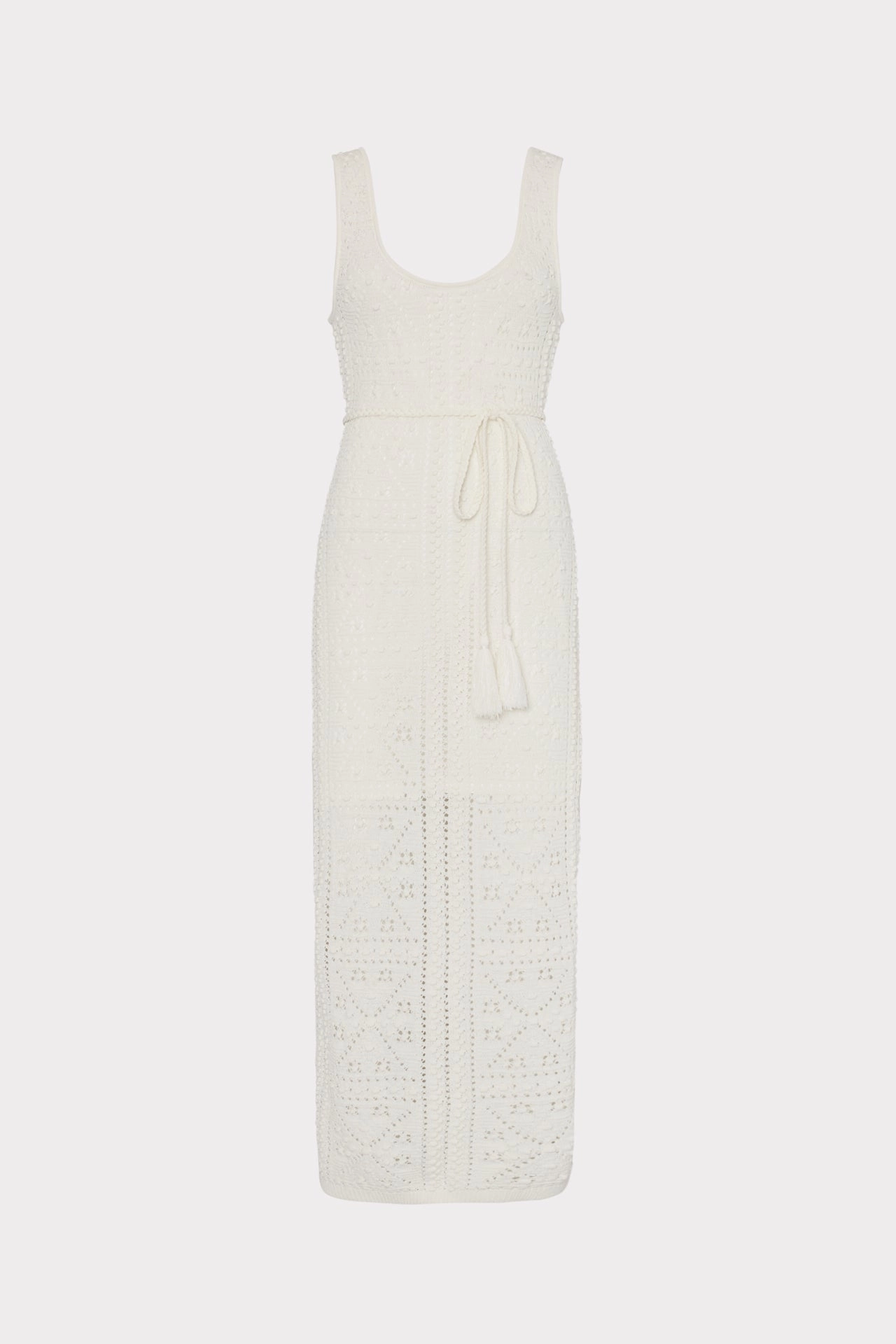 Bubble Pointelle Knit Midi Dress Crisp Look Texture Detail