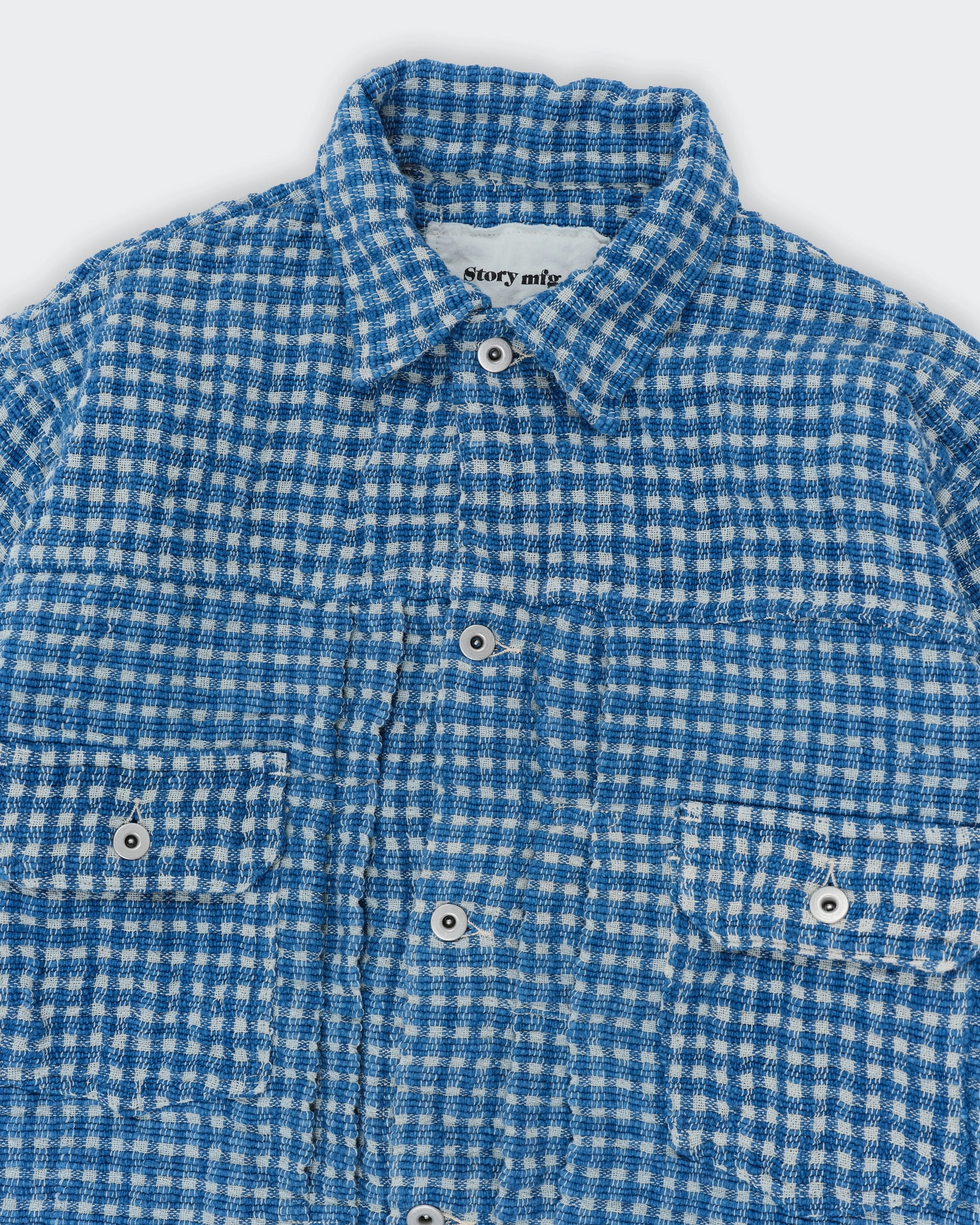 Mid Rise Sleek Silhouette Tuesday Jacket - Indigo Wobbly Waffle
