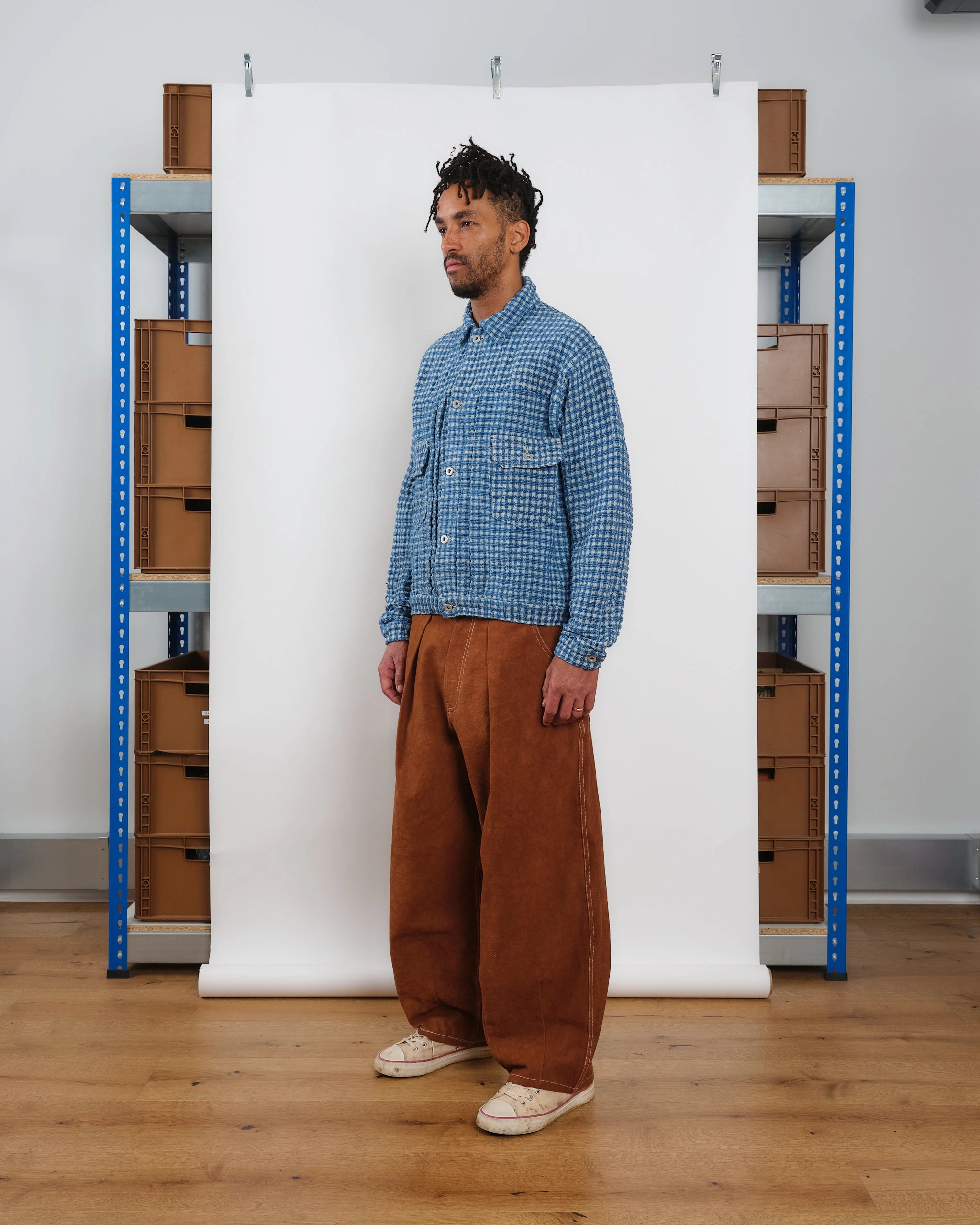 Tuesday Jacket - Indigo Wobbly Waffle Durable Rivet Hardware Modern Minimalist Creative Look