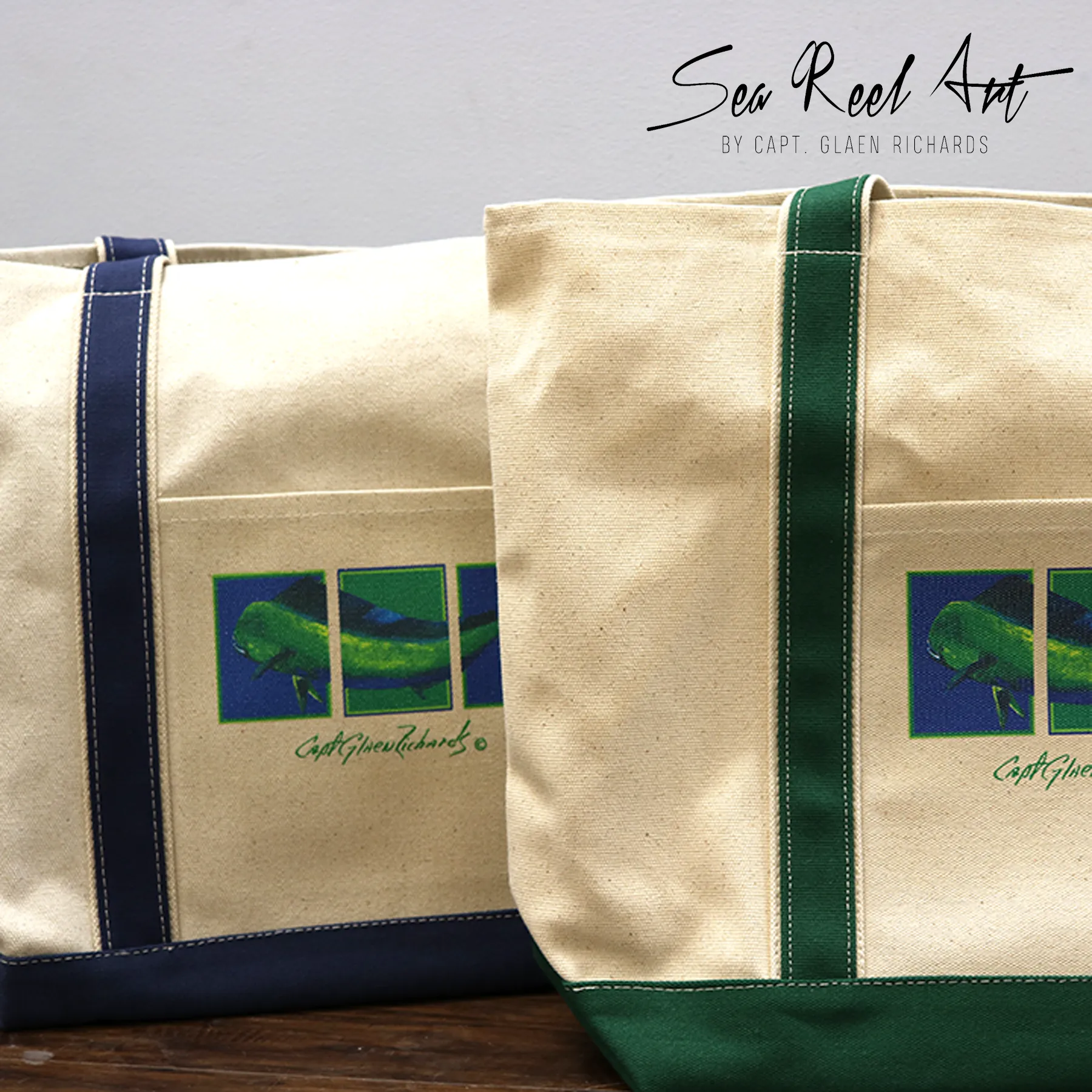 Bull Dolphin Canvas Tote Bag