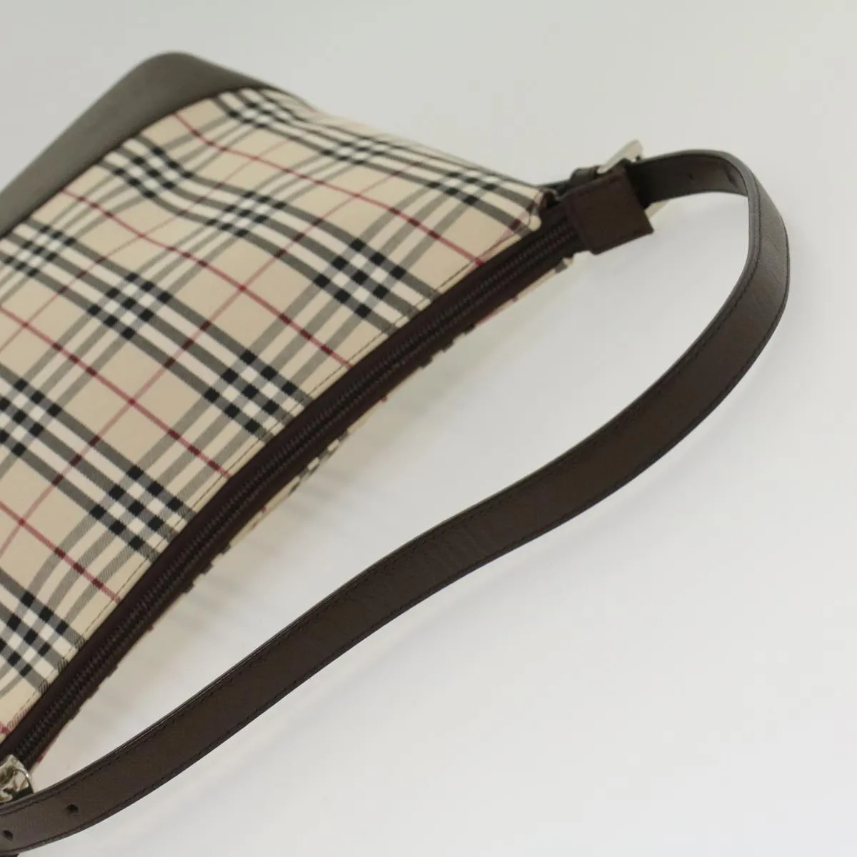 BURBERRY Nova Check Shoulder Bag Nylon Leather Beige 47677