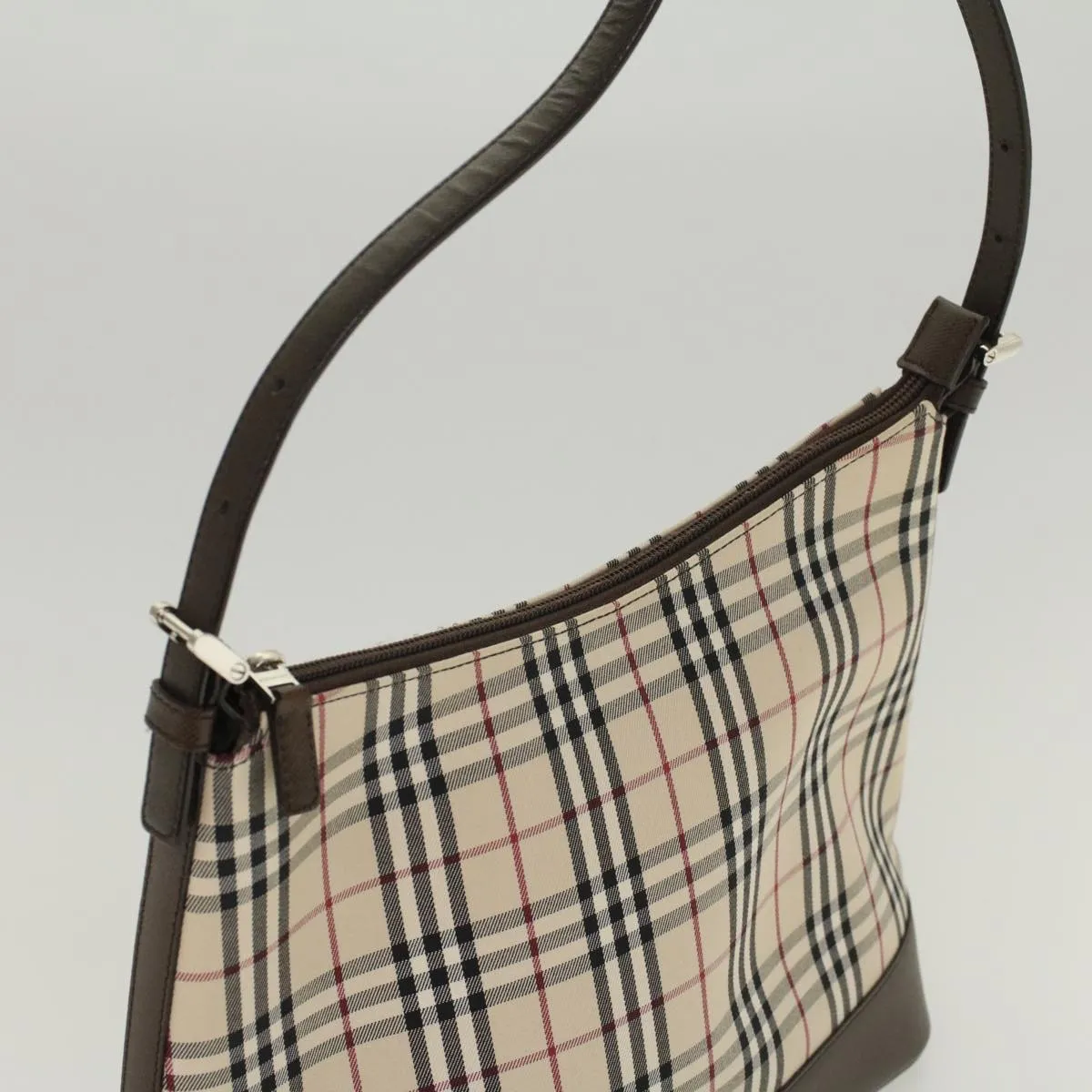 BURBERRY Nova Check Shoulder Bag Nylon Leather Beige 47677