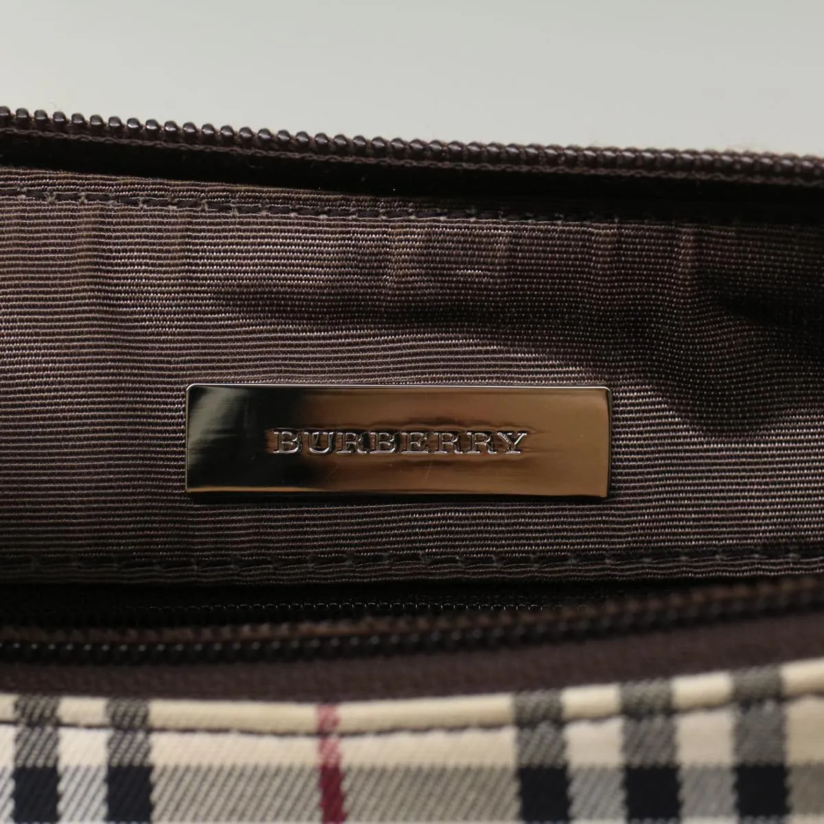BURBERRY Nova Check Shoulder Bag Nylon Leather Beige 47677