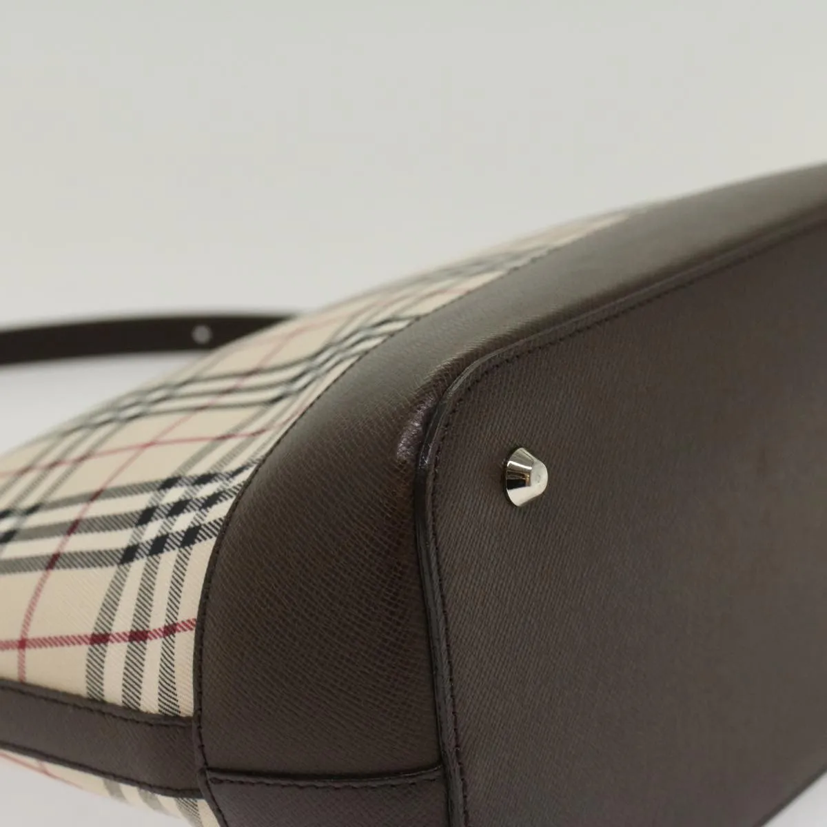 BURBERRY Nova Check Shoulder Bag Nylon Leather Beige 47677