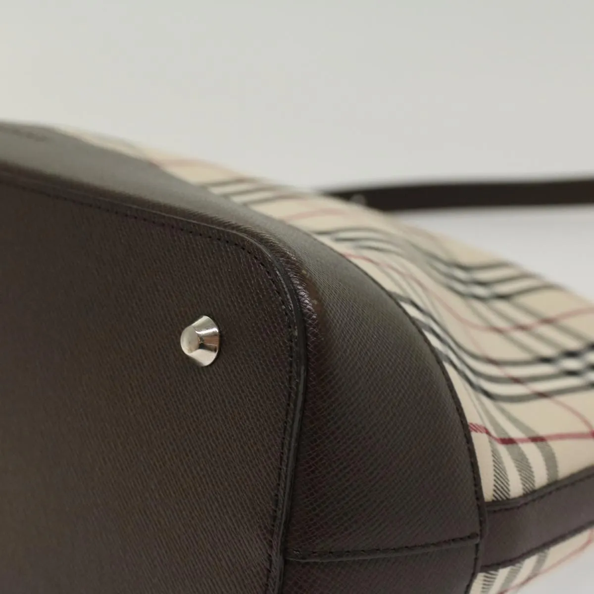 BURBERRY Nova Check Shoulder Bag Nylon Leather Beige 47677
