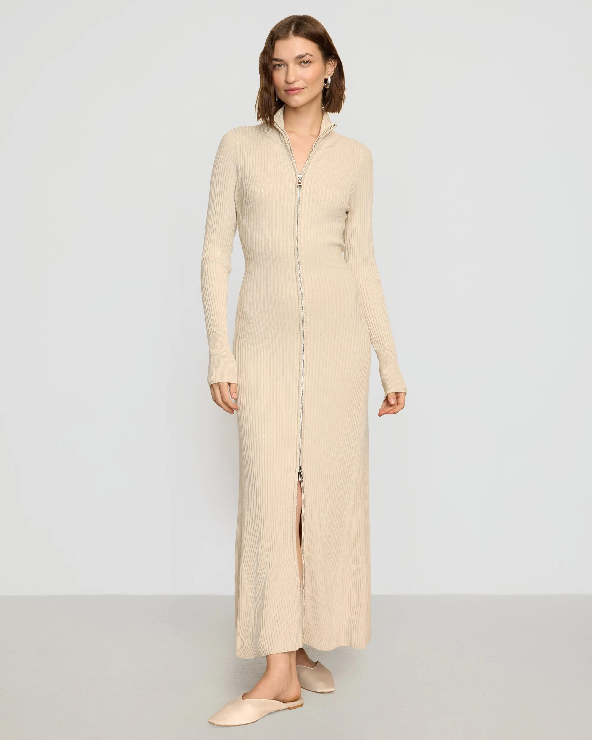 Janne Ribbed Two-Way Zip Sweater Dress Seasonal piece Smart Style