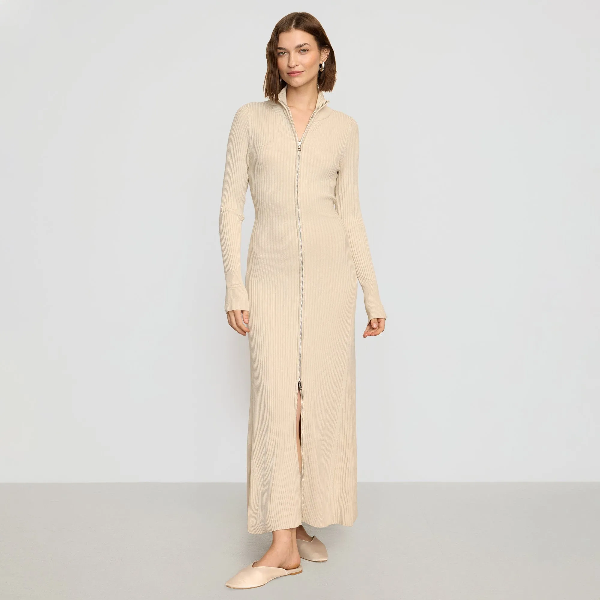 QuickReleaseClasp Handmade Janne Ribbed Two-Way Zip Sweater Dress