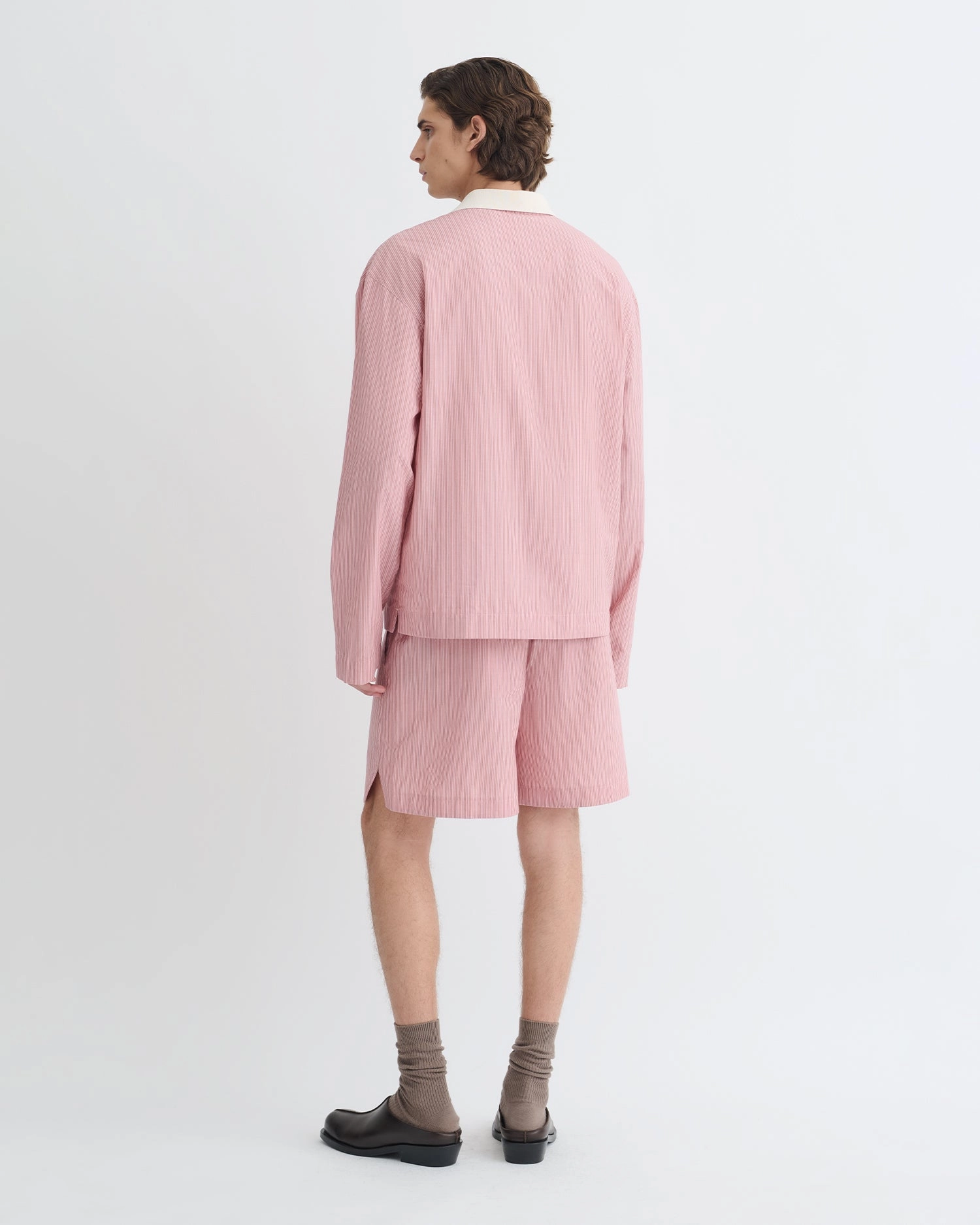 AllDaySoftness Scoop Neck Shape Taron - Striped Polo Neck Top - Pink