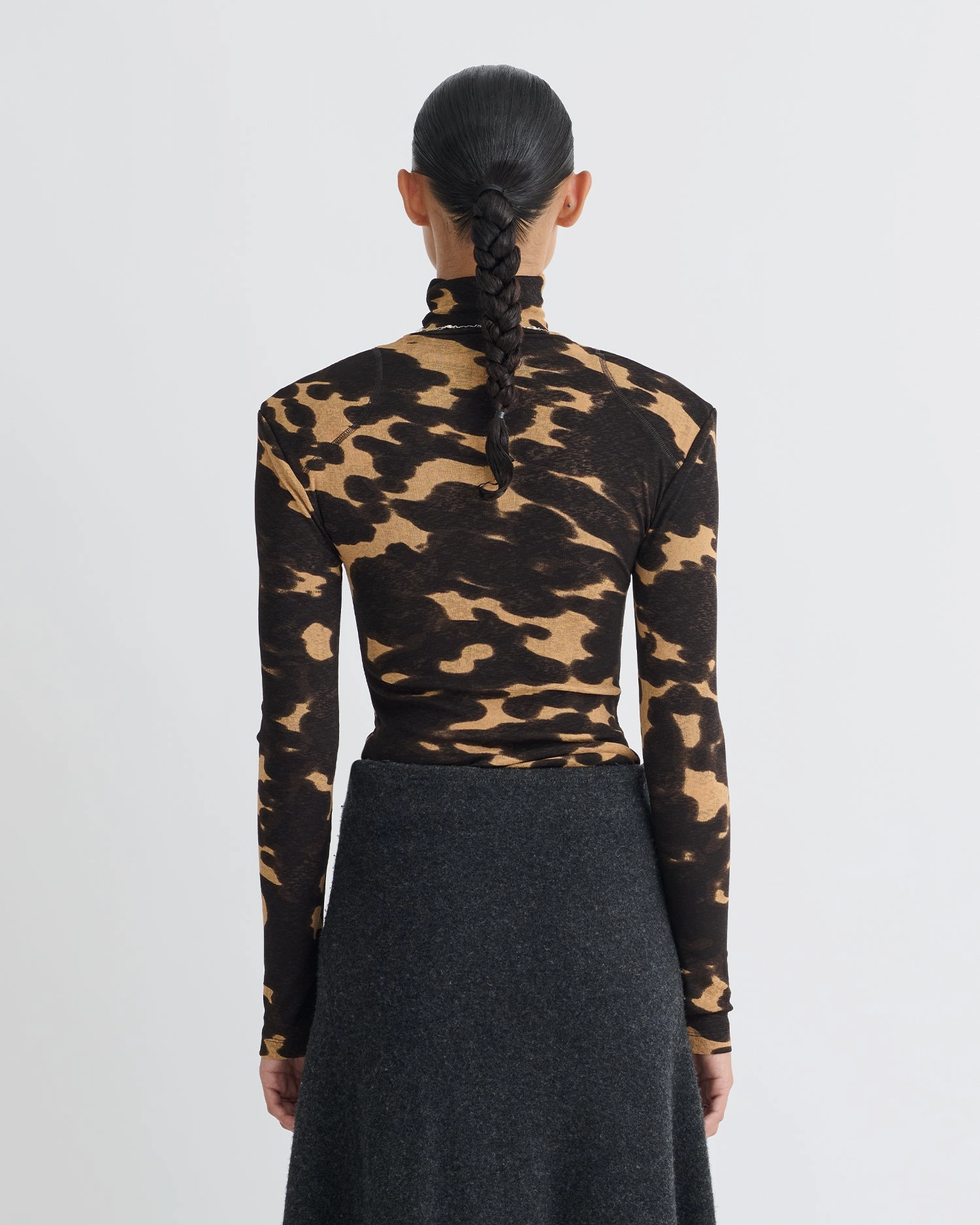 Nayeli - Mesh Jersey Long Sleeved Top - Midnight Mocha Apricot Non Iron Fabric NonIrritatingSeams