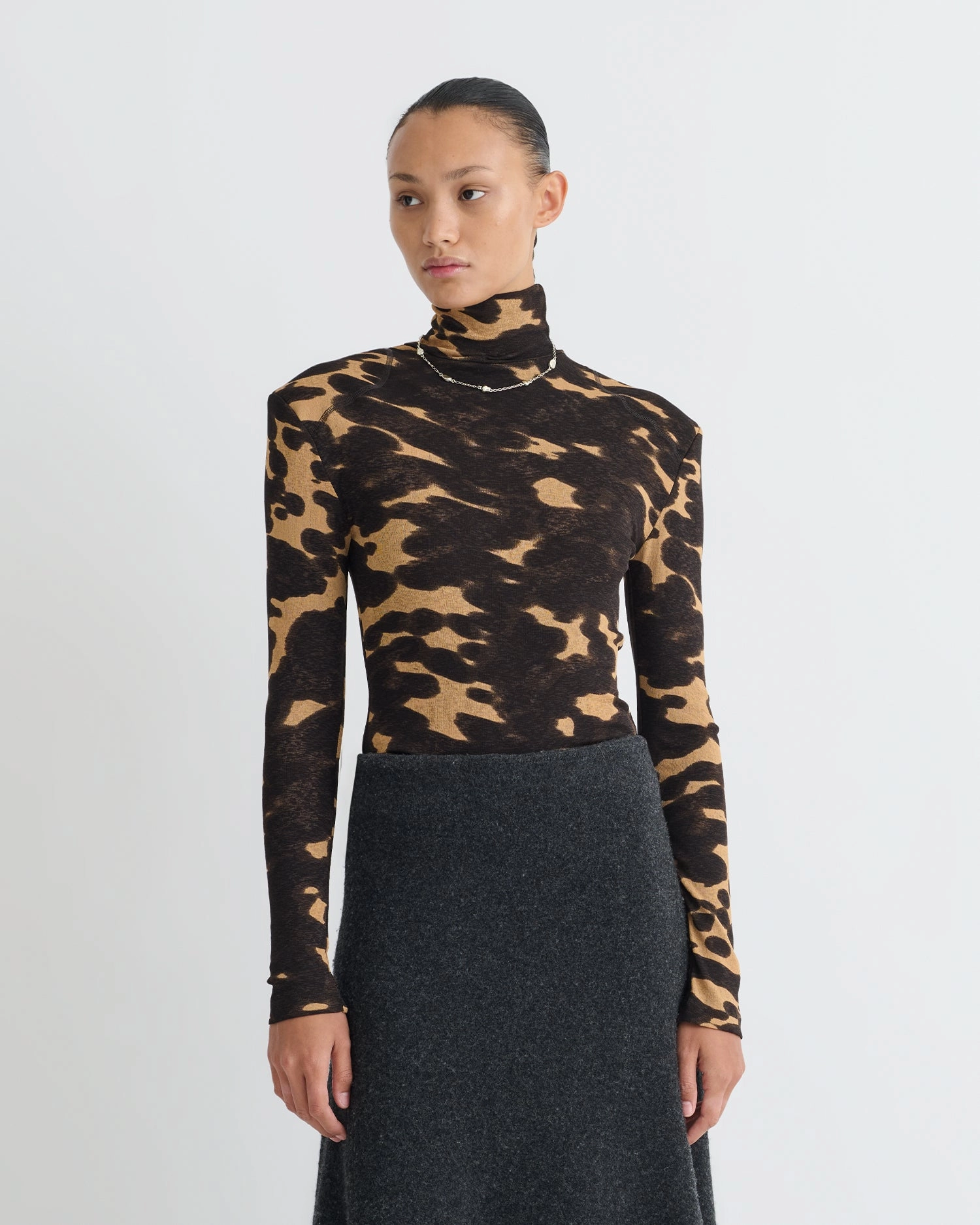 Nayeli - Mesh Jersey Long Sleeved Top - Midnight Mocha Apricot EcoFriendly Manufacturing