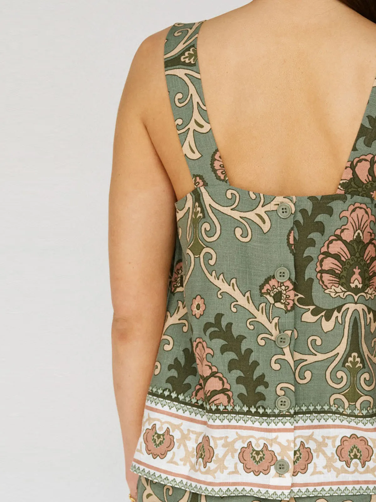 Button Back Cami Mezzo Sage Comfortable apparel Beach Wear