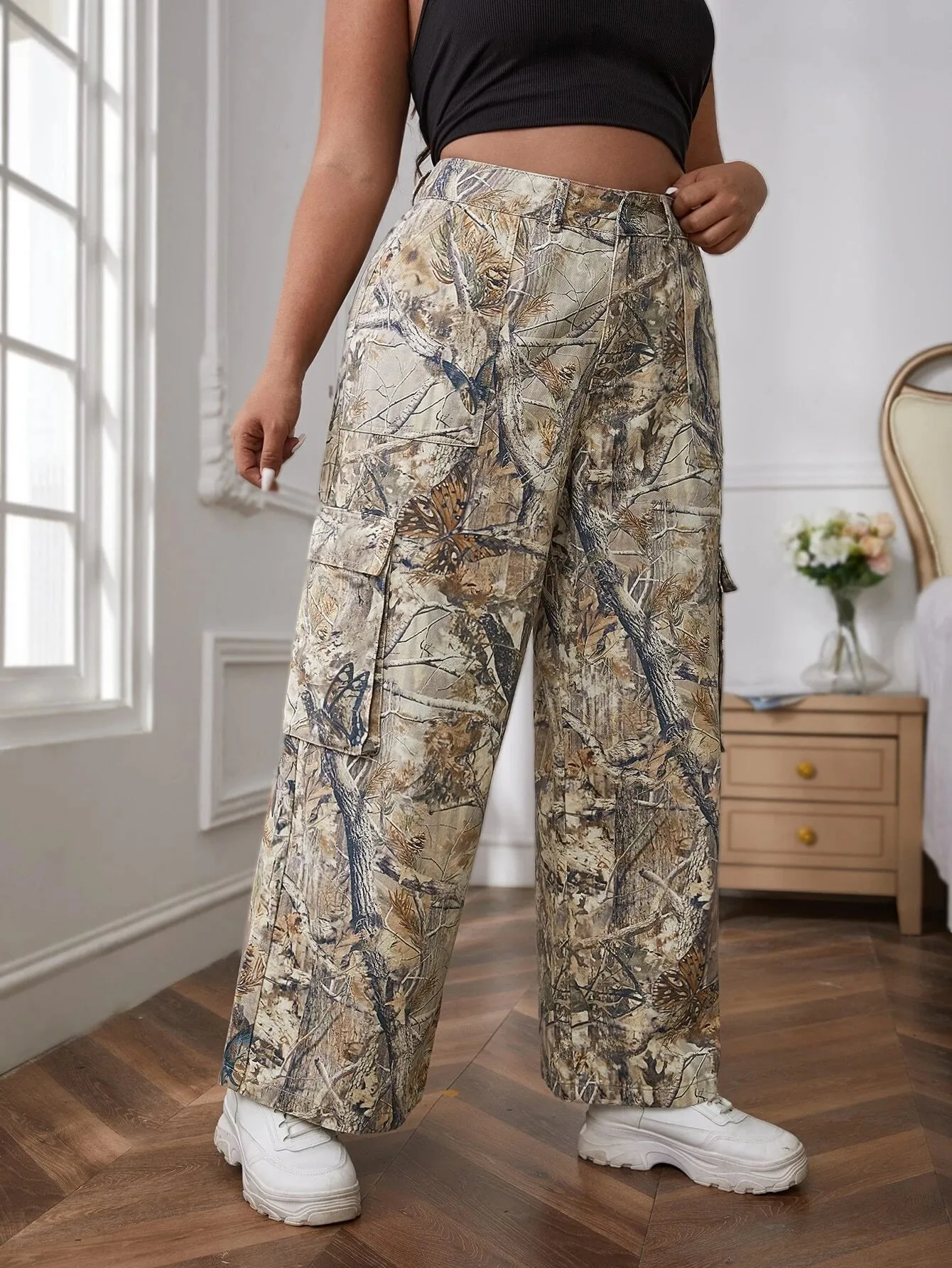 Button Flap Pocket Side Jeans
