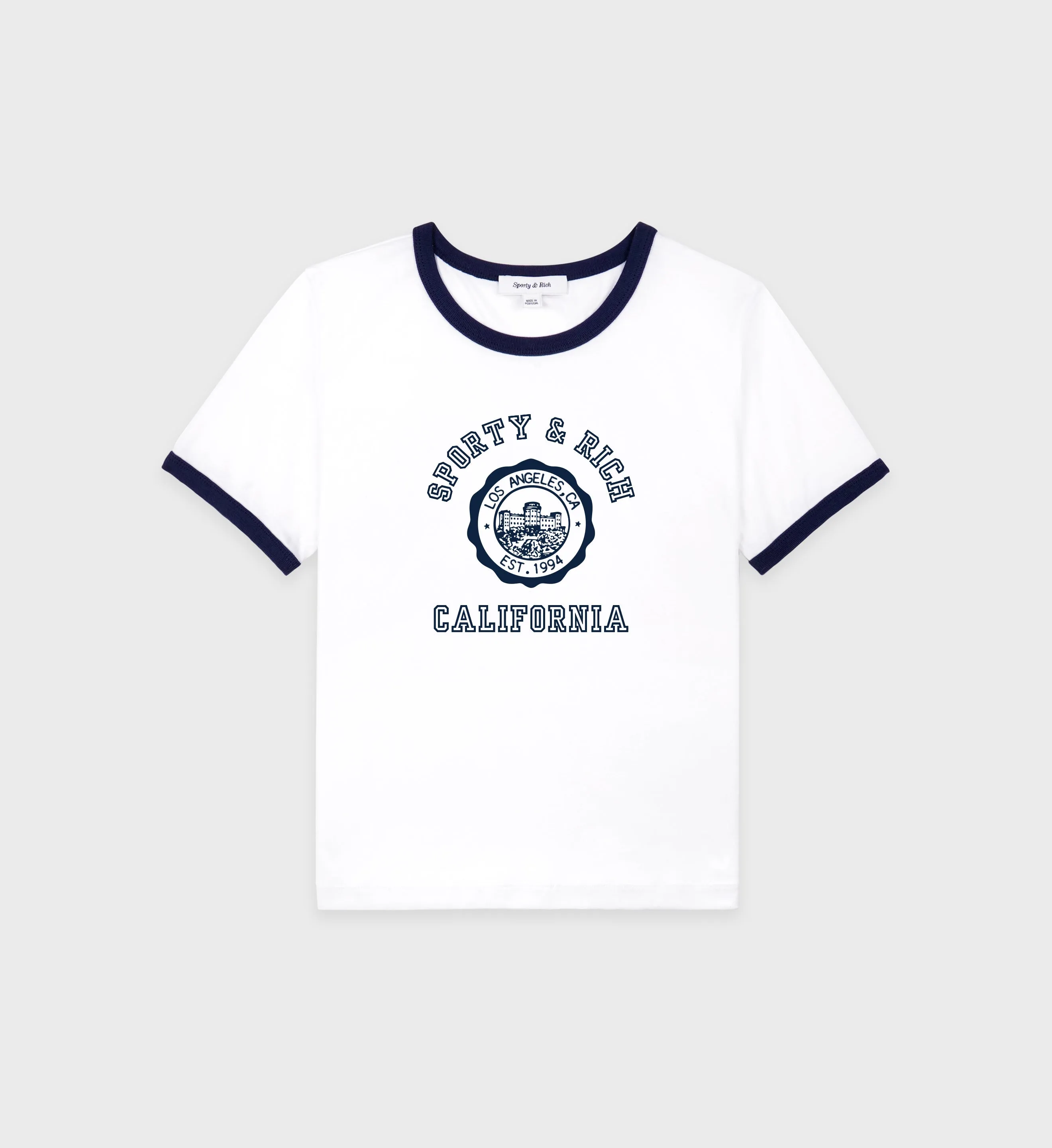 California Emblem Ringer Tee - White/Navy
