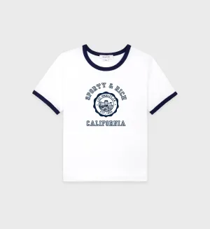 California Emblem Ringer Tee - White/Navy
