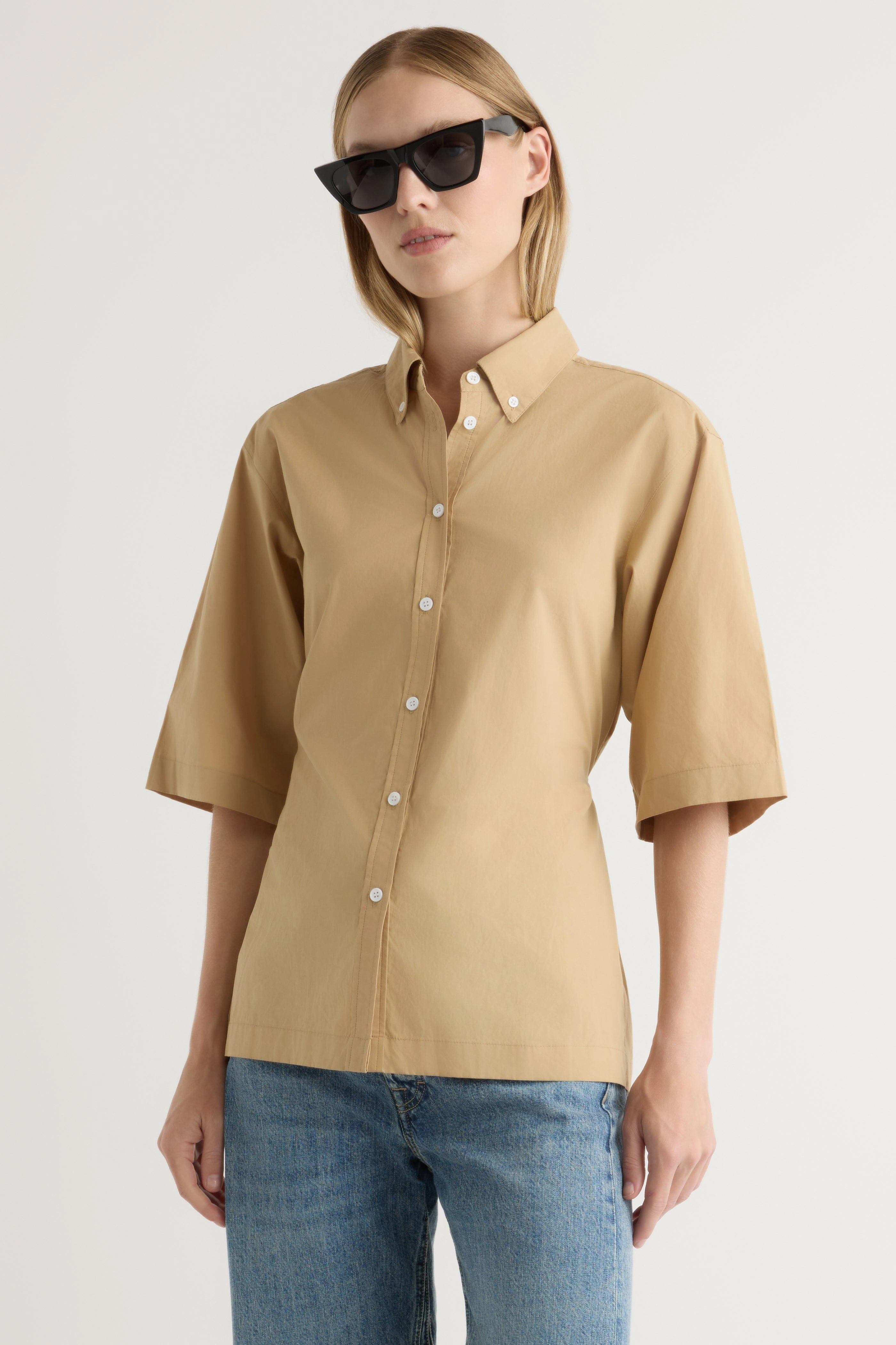 Calliope Cinch-Waist Tie-Back Shirt FrictionReducing Athletic Wear